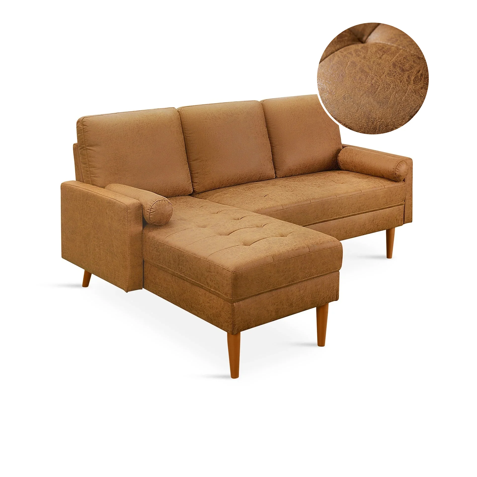Brynlee 3 Seater Sofa with Left Facing Chaise - Brown - Image 7