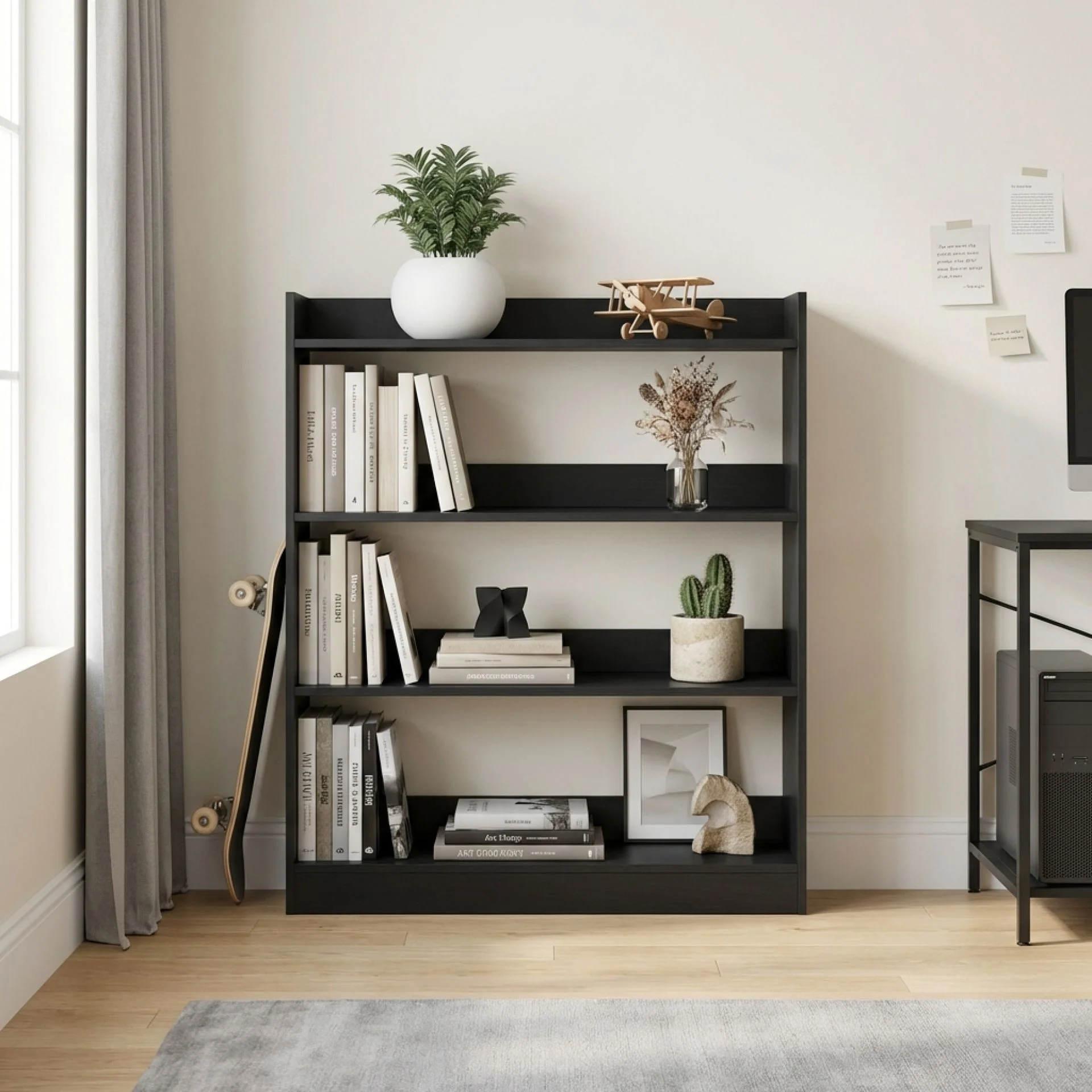 Bulls 100cm 4 Tier Bookshelf - Black - Image 5