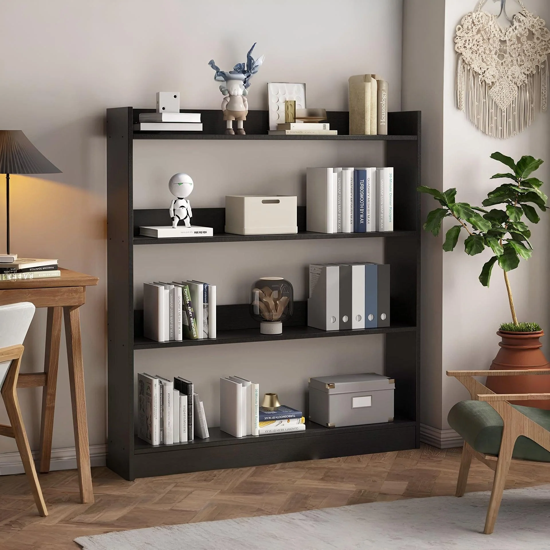 Bulls 100cm 4 Tier Bookshelf - Black - Image 6