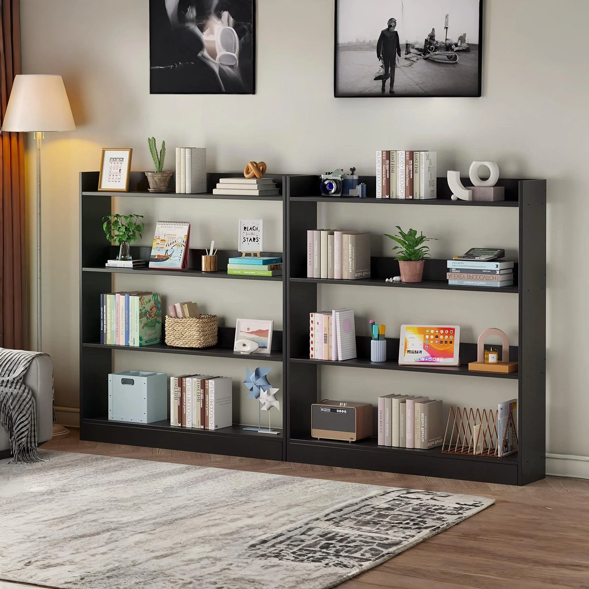 Bulls 100cm 4 Tier Bookshelf - Black - Image 7