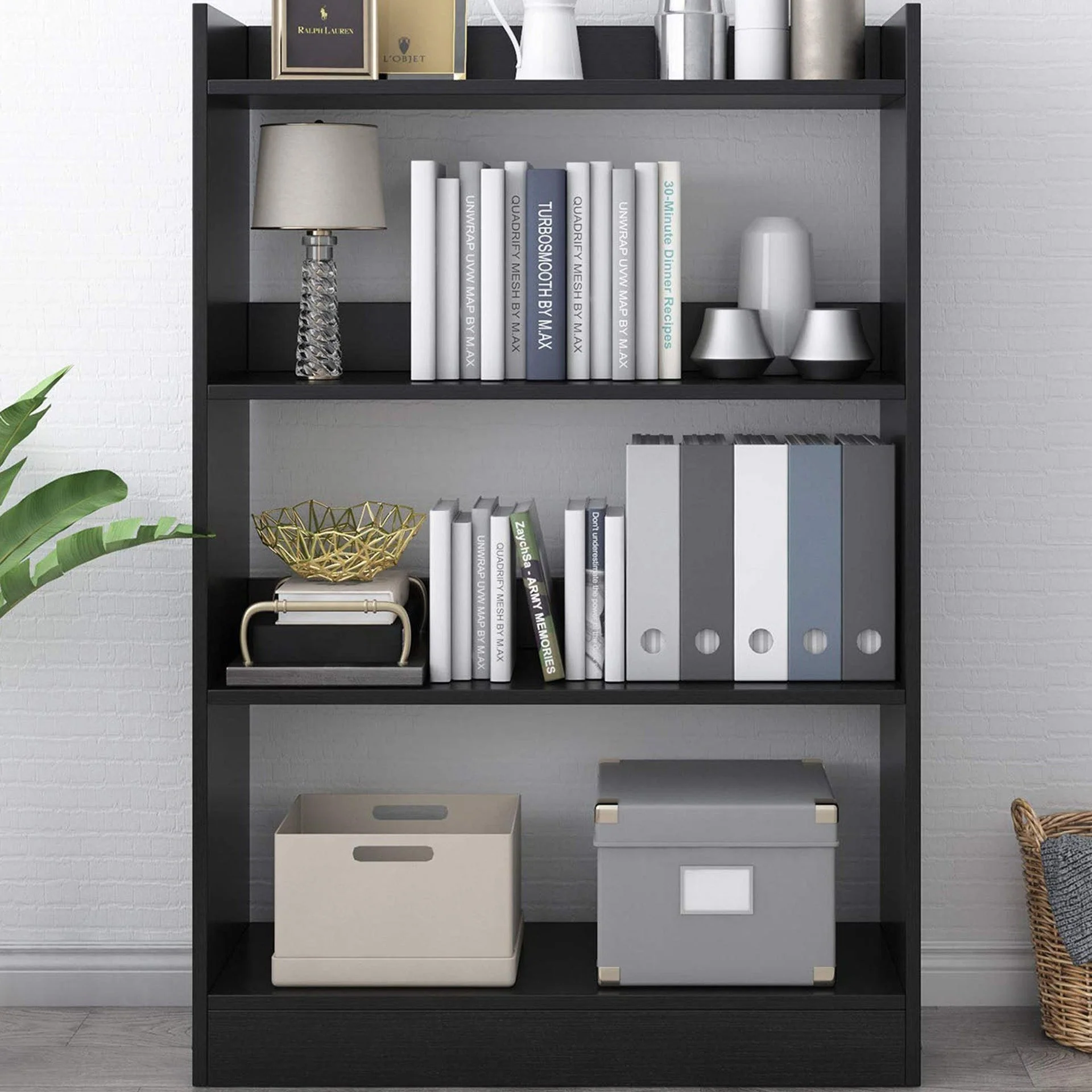 Bulls 100cm 4 Tier Bookshelf - Black - Image 8