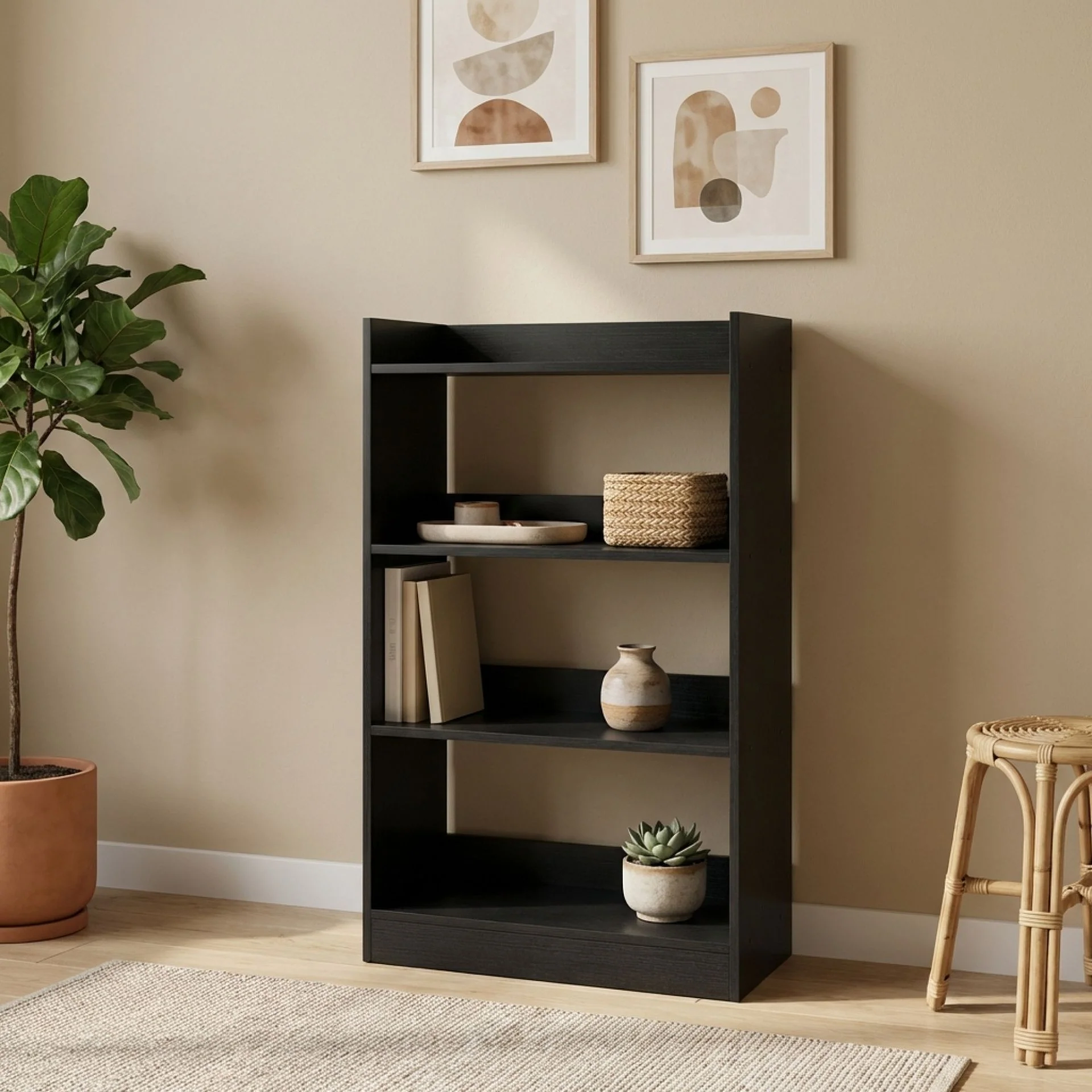 Bulls 60cm 4 Tier Bookshelf - Black - Image 3