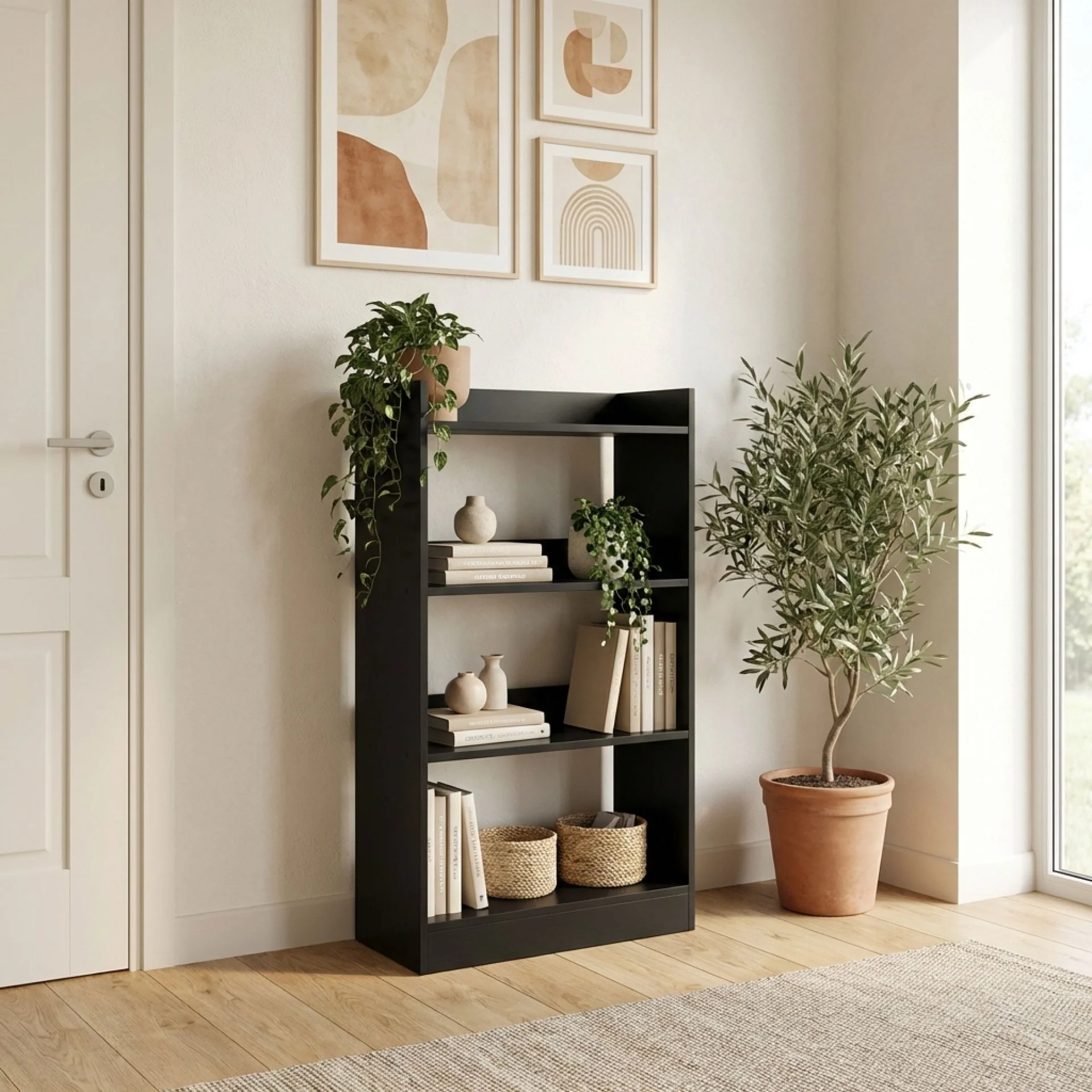 Bulls 60cm 4 Tier Bookshelf - Black - Image 4