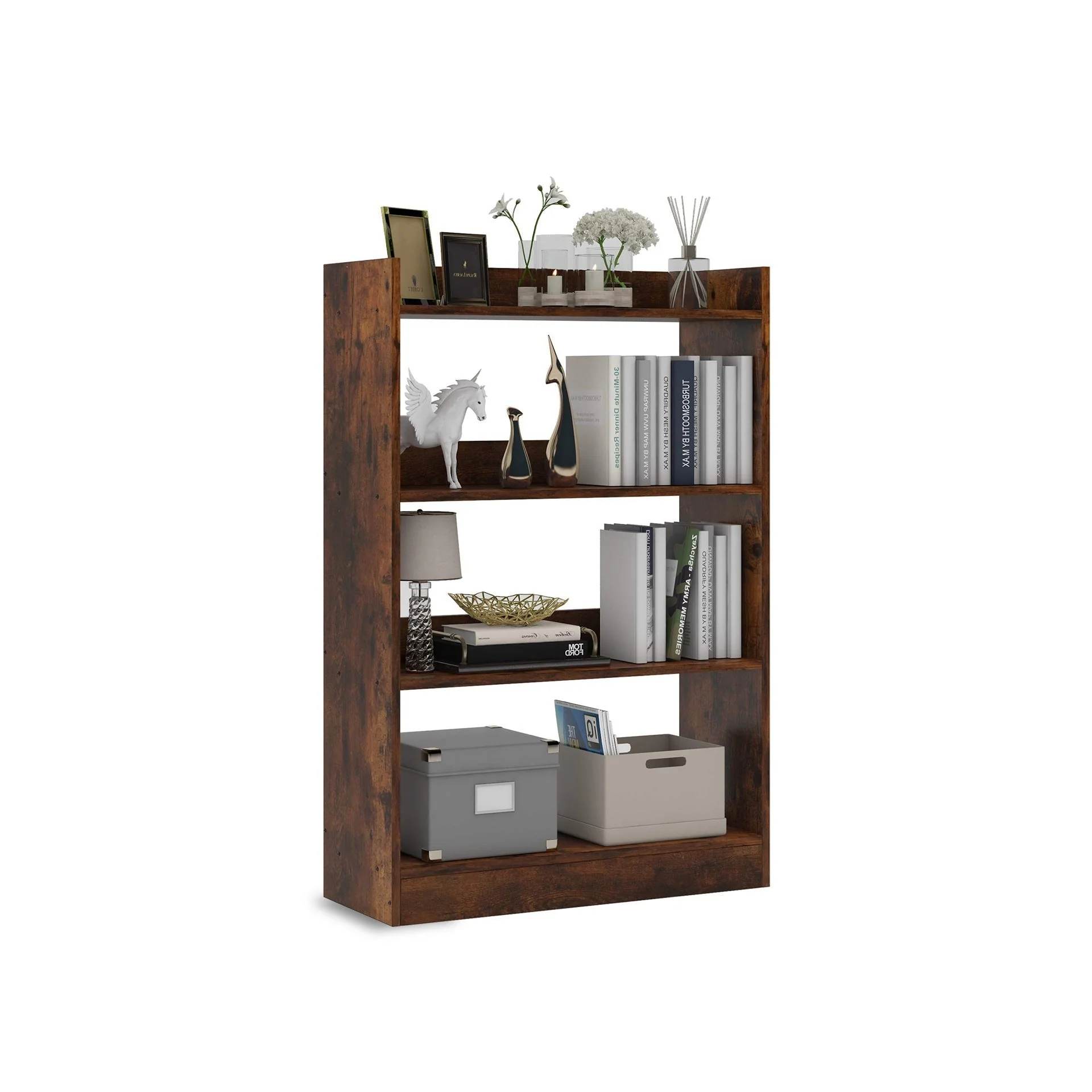 Bulls 80cm 4 Tier Bookshelf - Rustic Brown - Image 11