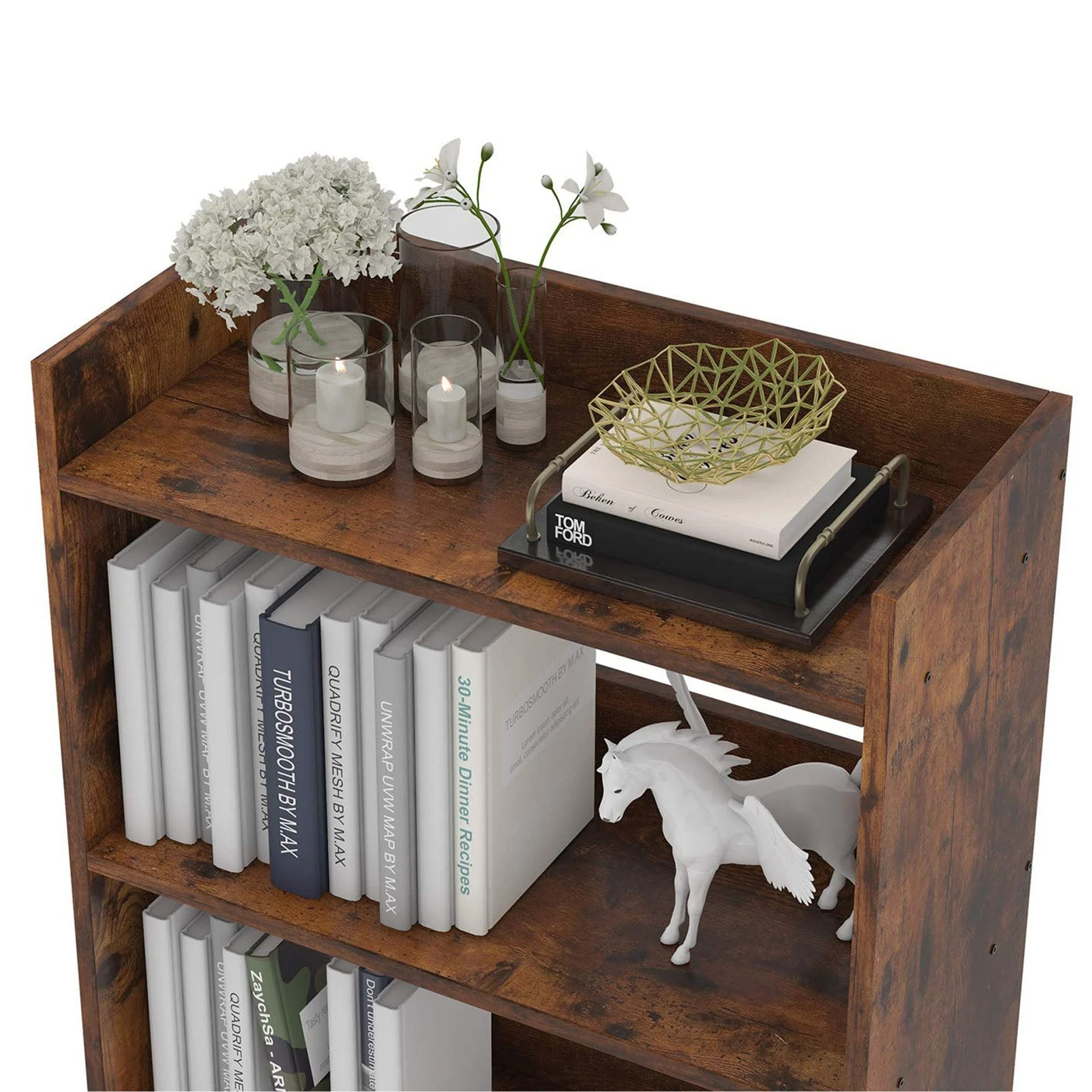 Bulls 80cm 4 Tier Bookshelf - Rustic Brown - Image 14
