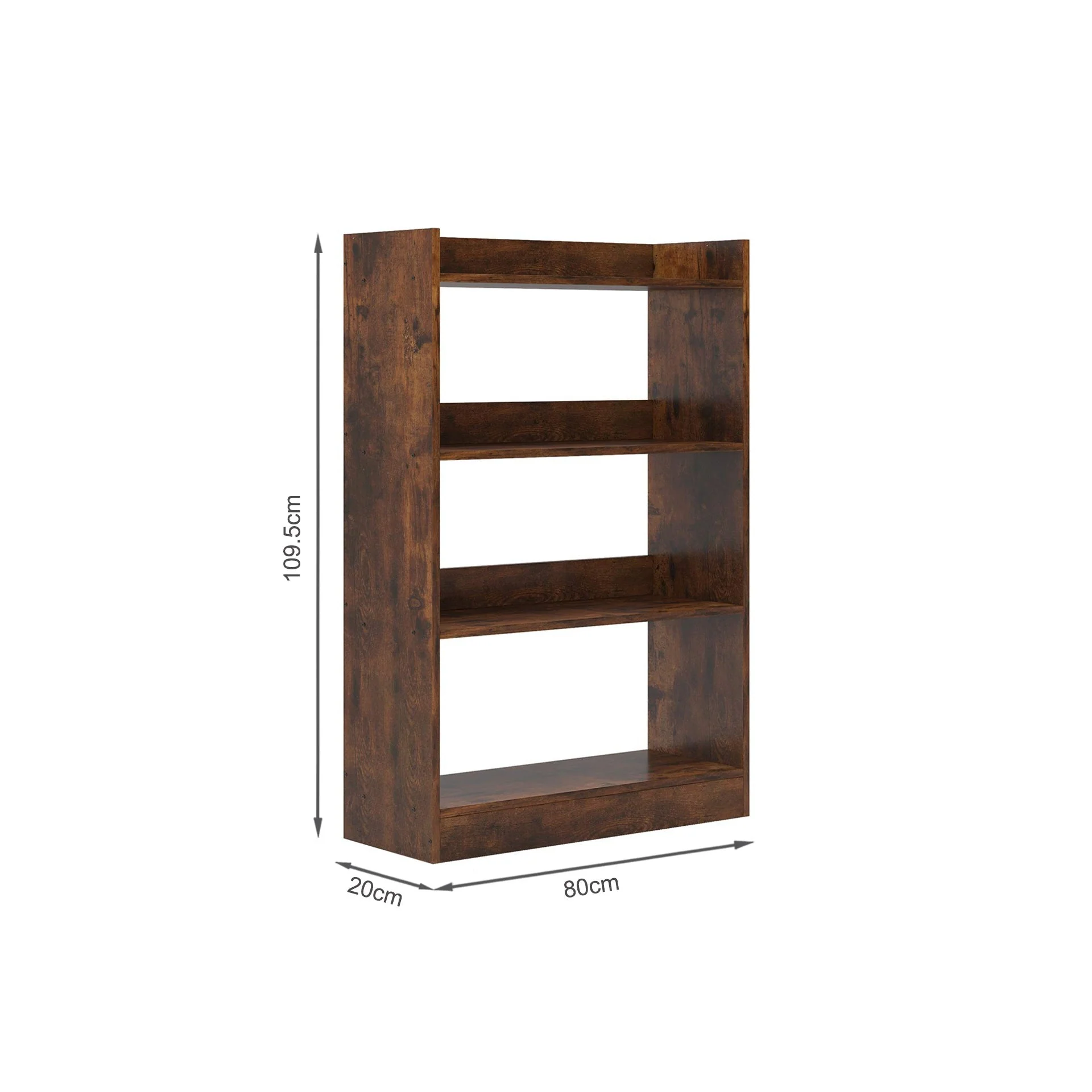 Bulls 80cm 4 Tier Bookshelf - Rustic Brown - Image 15