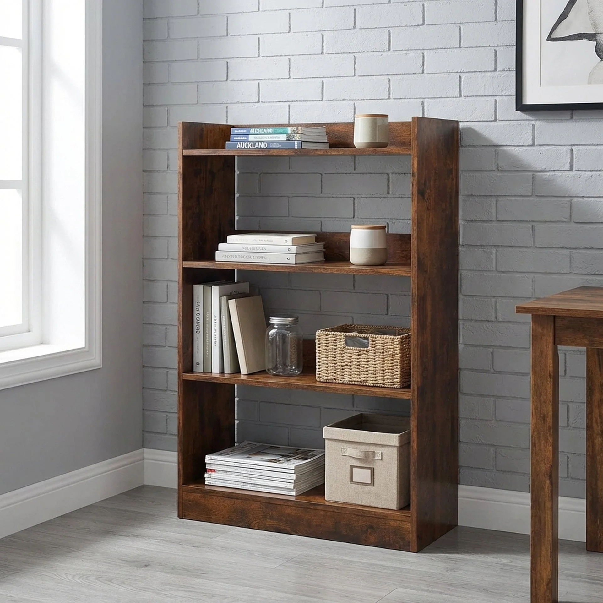 Bulls 80cm 4 Tier Bookshelf - Rustic Brown - Image 4