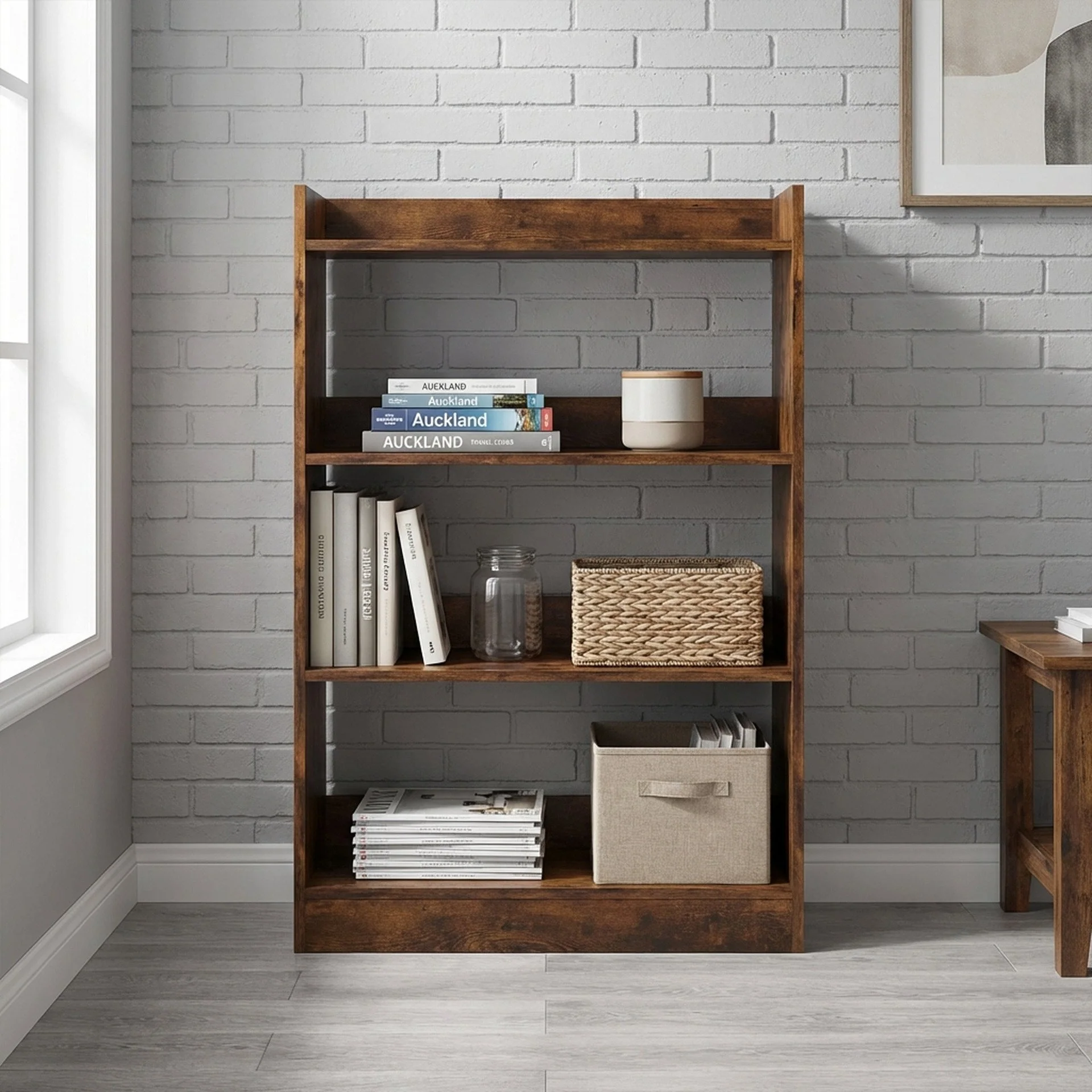 Bulls 80cm 4 Tier Bookshelf - Rustic Brown - Image 5