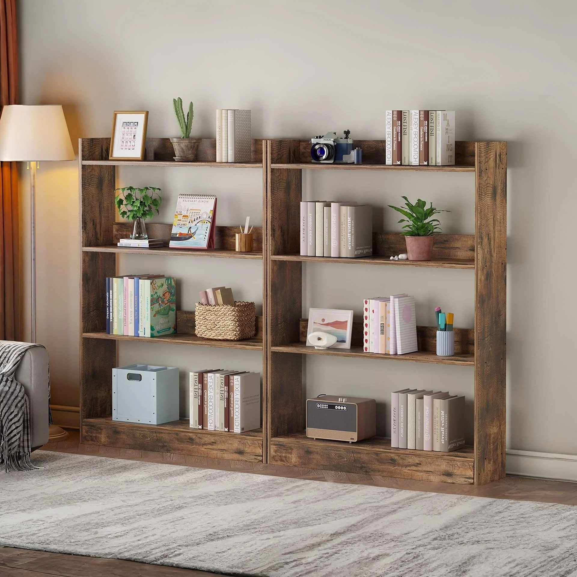 Bulls 80cm 4 Tier Bookshelf - Rustic Brown - Image 8