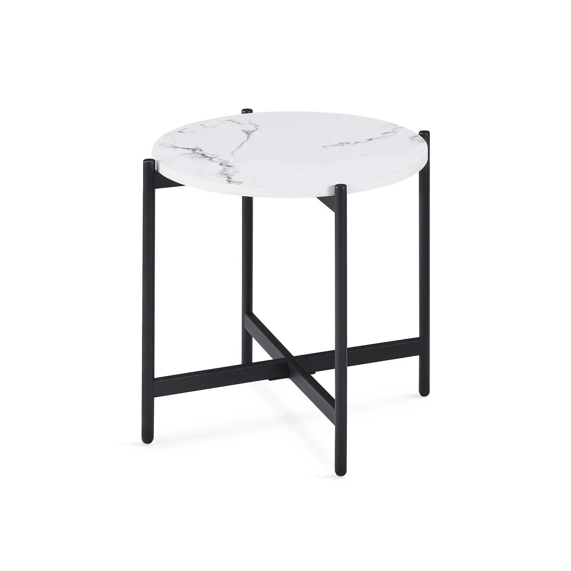 Cade Round Coffee Table 45cm - White + Black - Image 4
