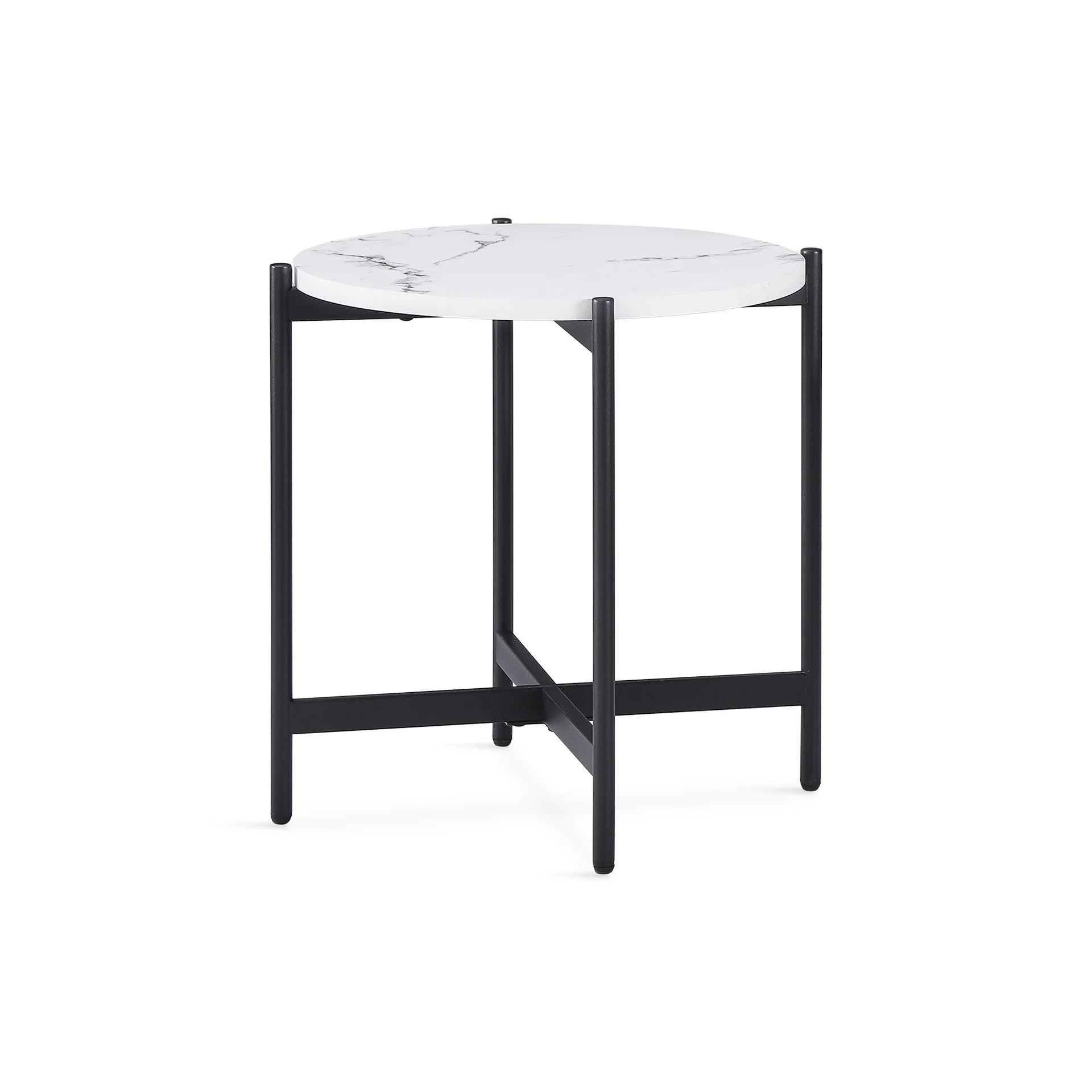 Cade Round Coffee Table 45cm - White + Black - Image 5