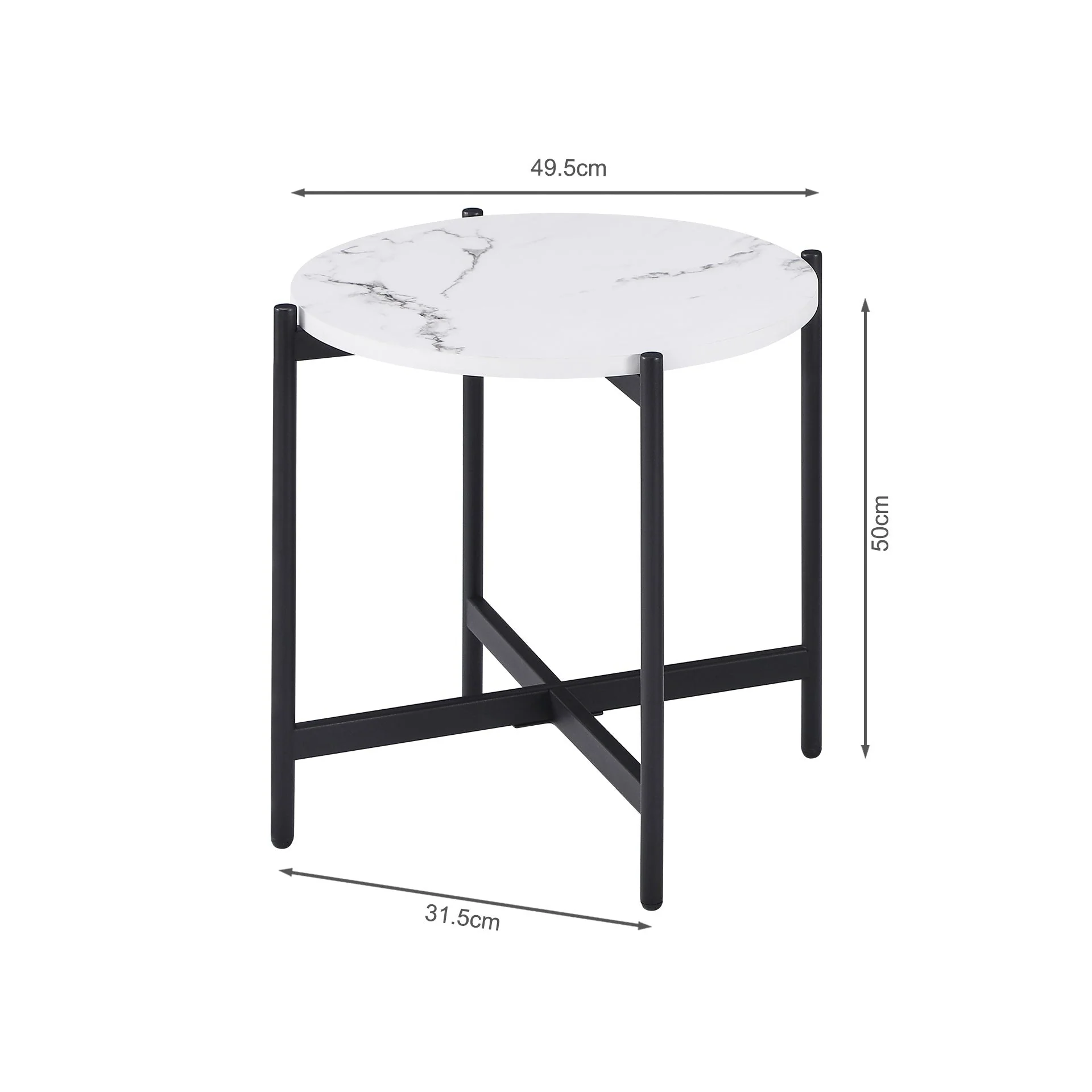 Cade Round Coffee Table 45cm - White + Black - Image 6