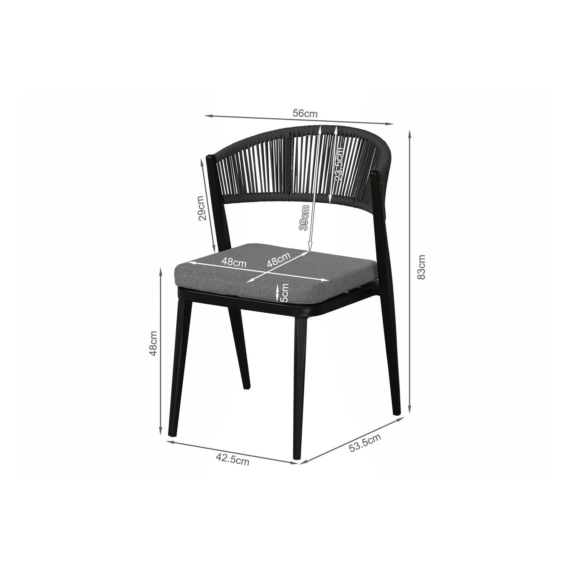 Caldey 5 Piece Outdoor Dining Set - Grey - Image 7
