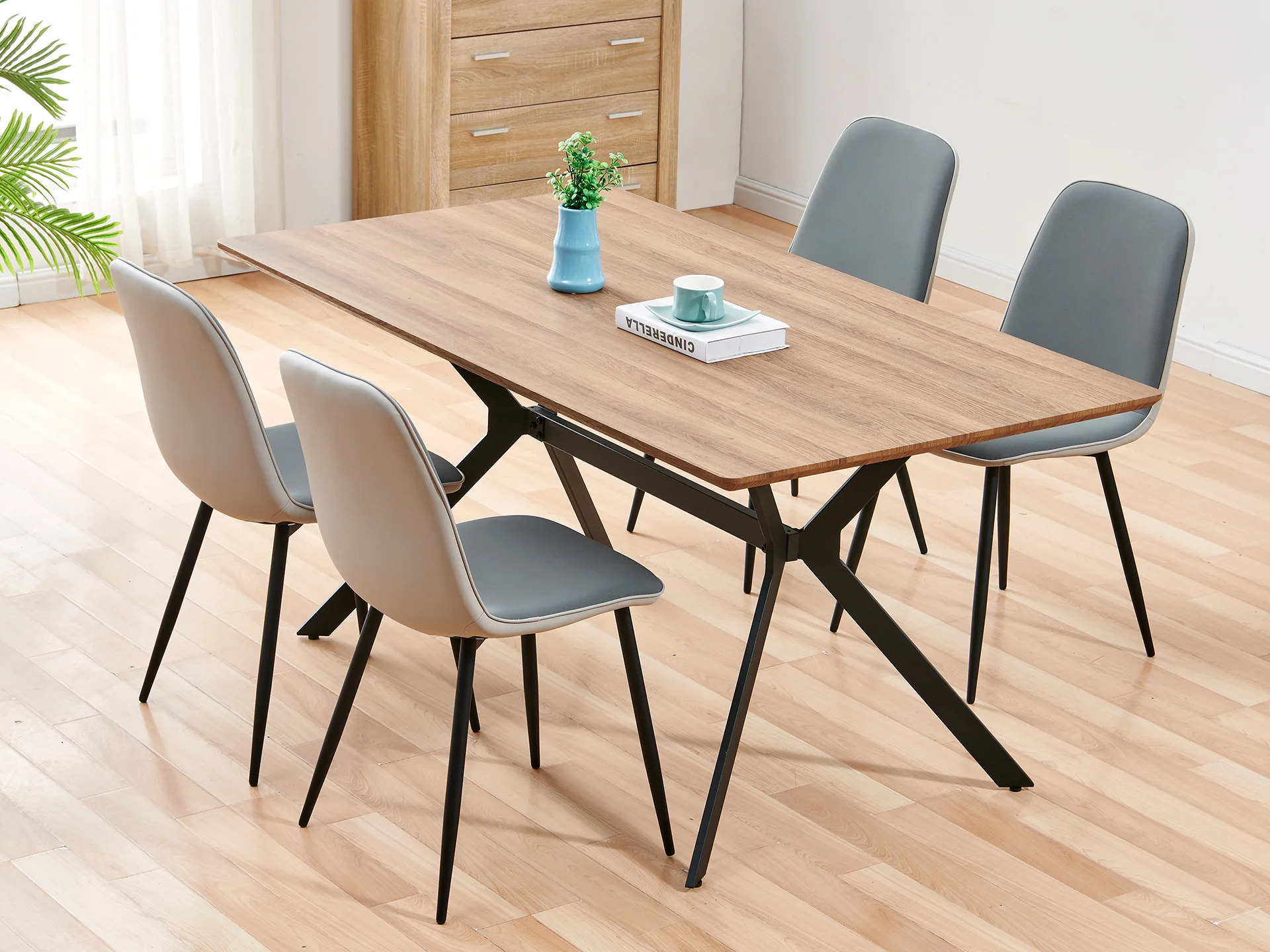 CALLIE 4PCS Dining Chair - LIGHT GREY - Image 3