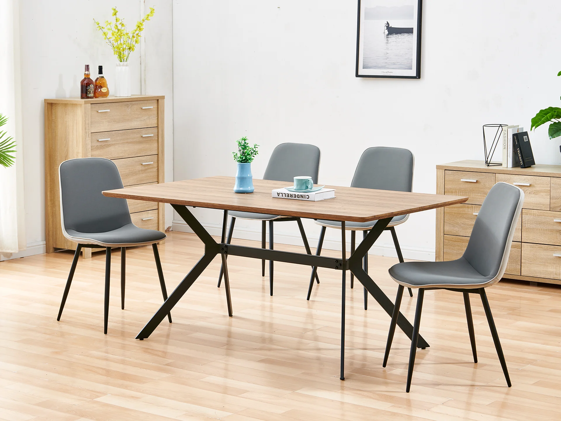 CALLIE 4PCS Dining Chair - LIGHT GREY - Image 4