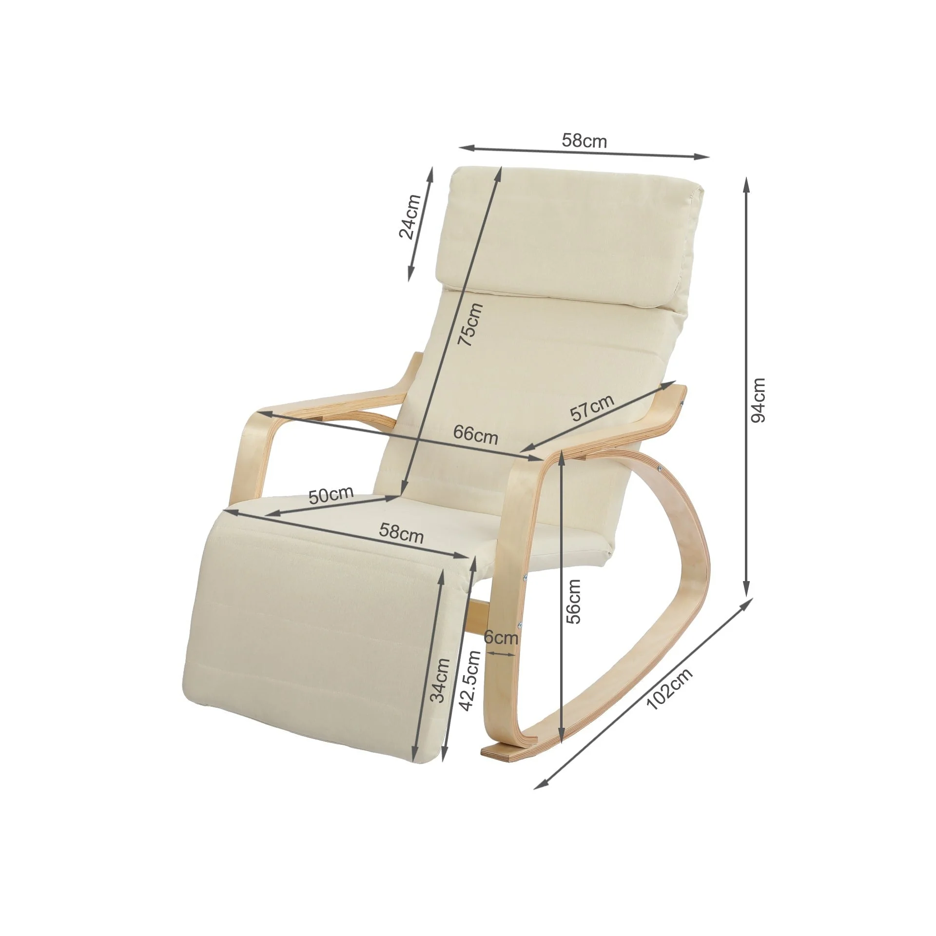 Camila Rocking Chair with Footrest - Oatmeal - Image 10