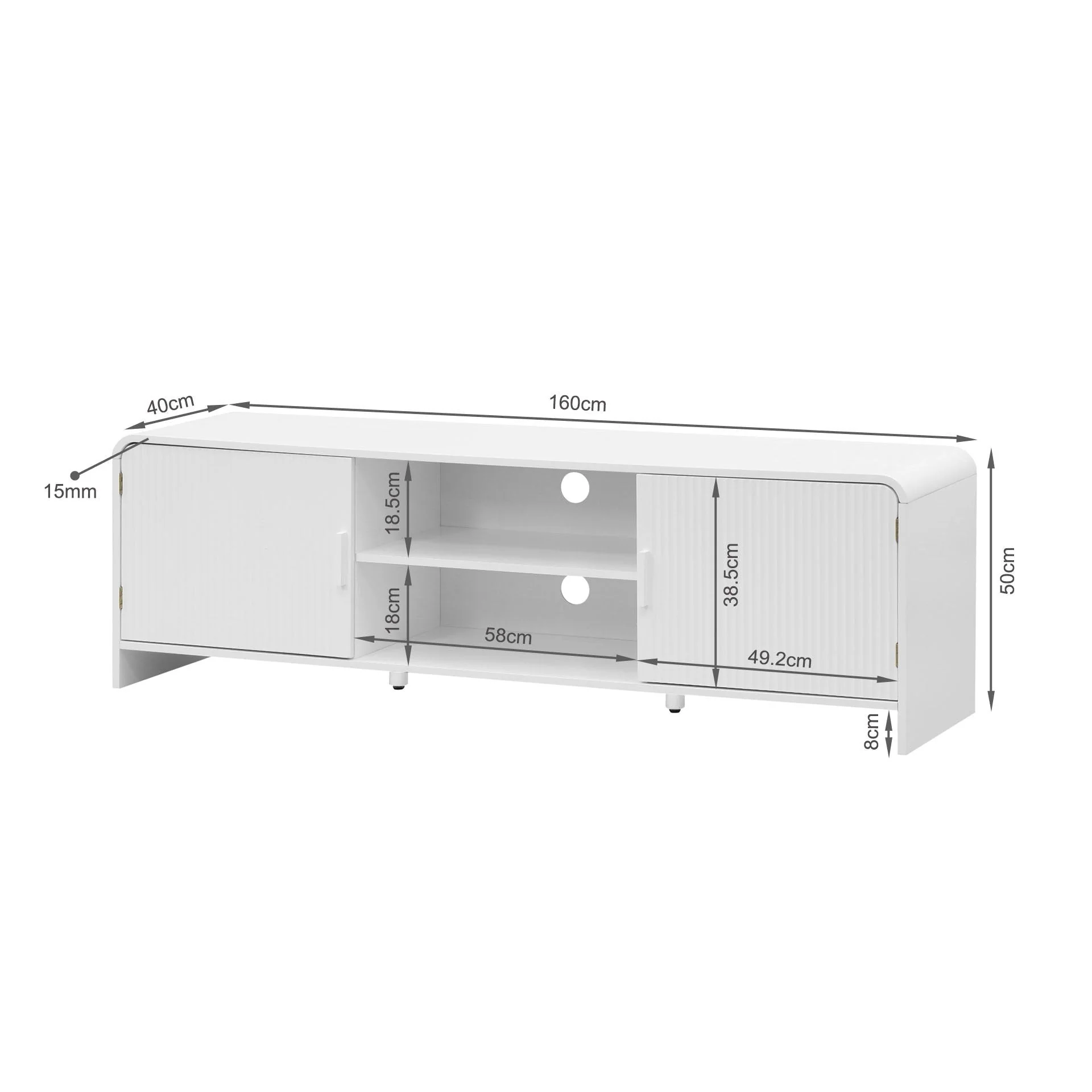 Cannock 1.6m Entertainment Unit - White - Image 5