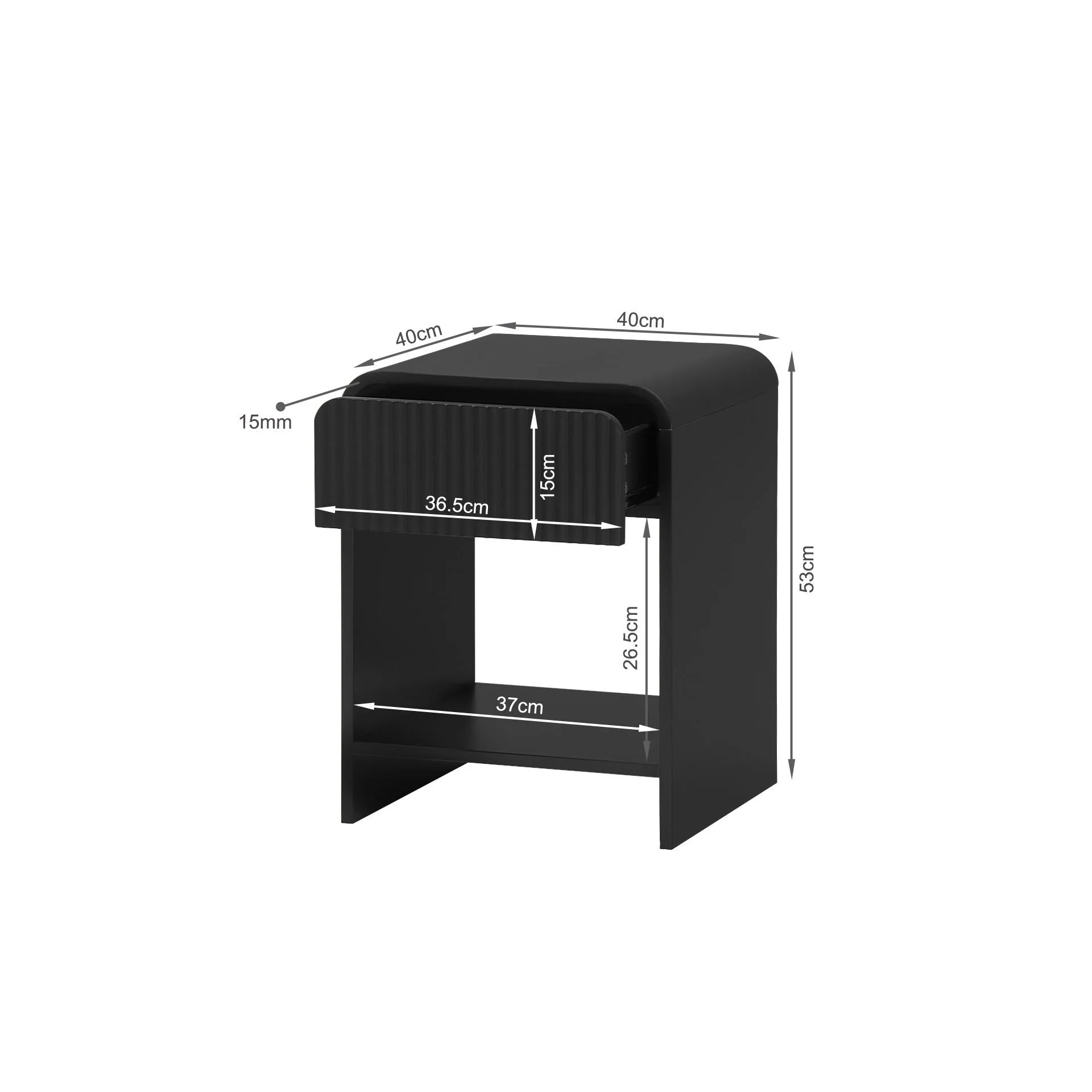 Cannock Bedside Table - Black - Image 6