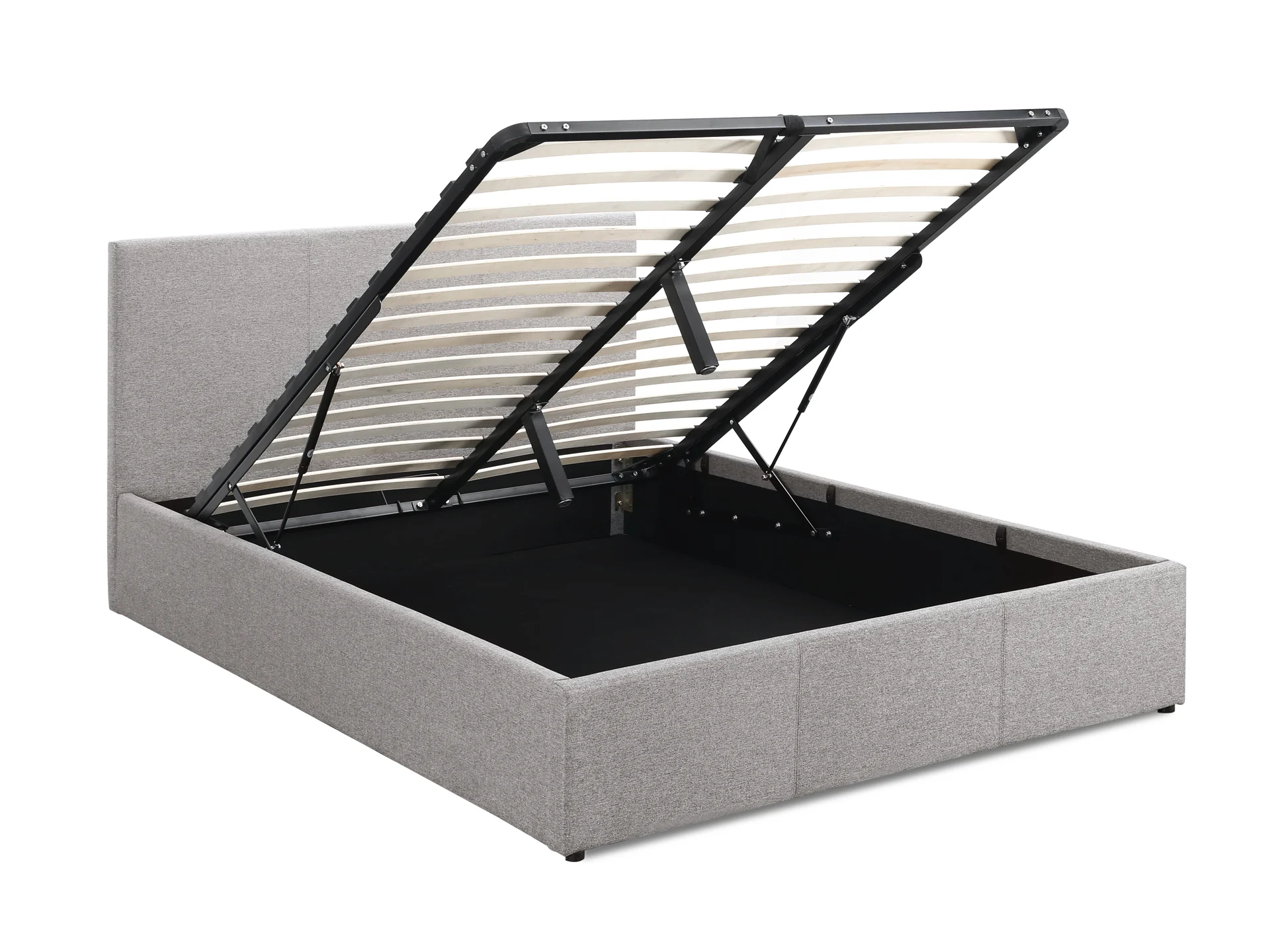 Carbine Queen Gas Lift Storage Bed Frame - Light Grey - Image 2