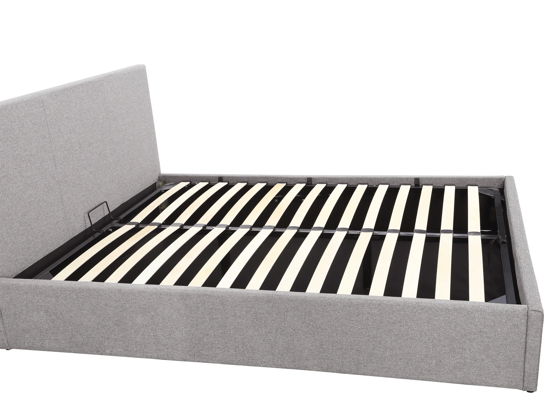 Carbine Queen Gas Lift Storage Bed Frame - Light Grey - Image 5