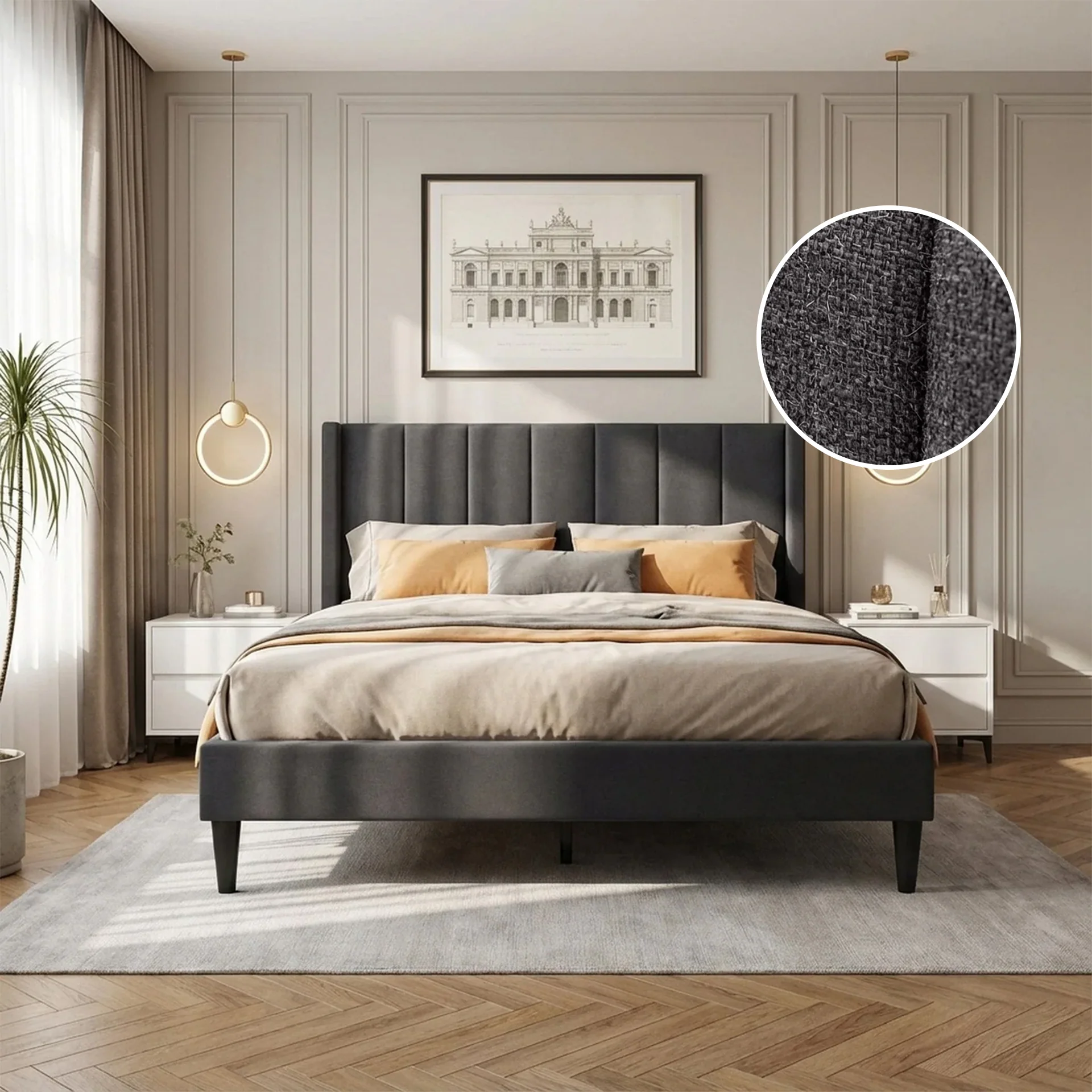Careys Double Bed Frame - Dark Grey - Image 2