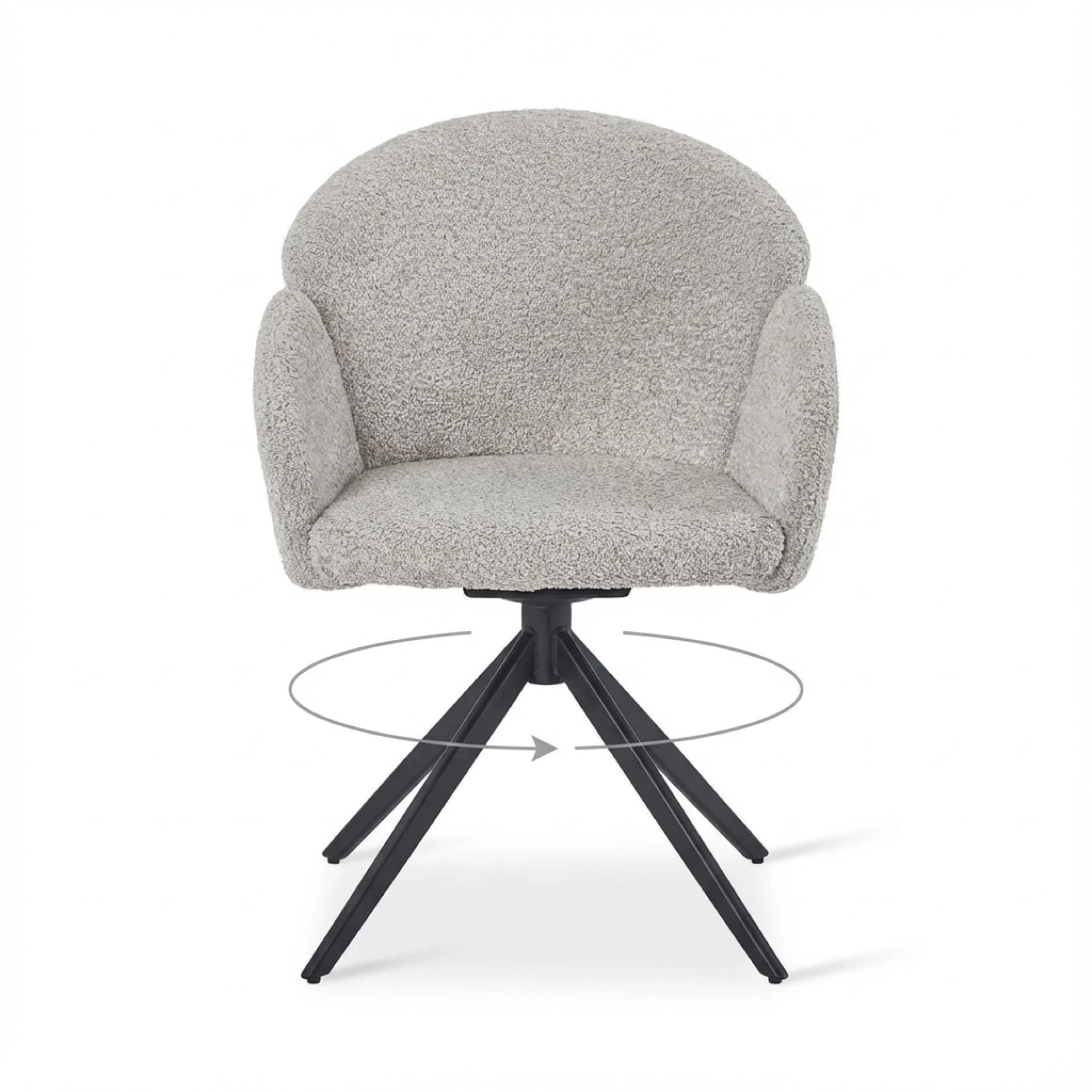 Carmen Boucle Swivel Dining ArmChairs - Set of 2 - Silver Grey - Image 11