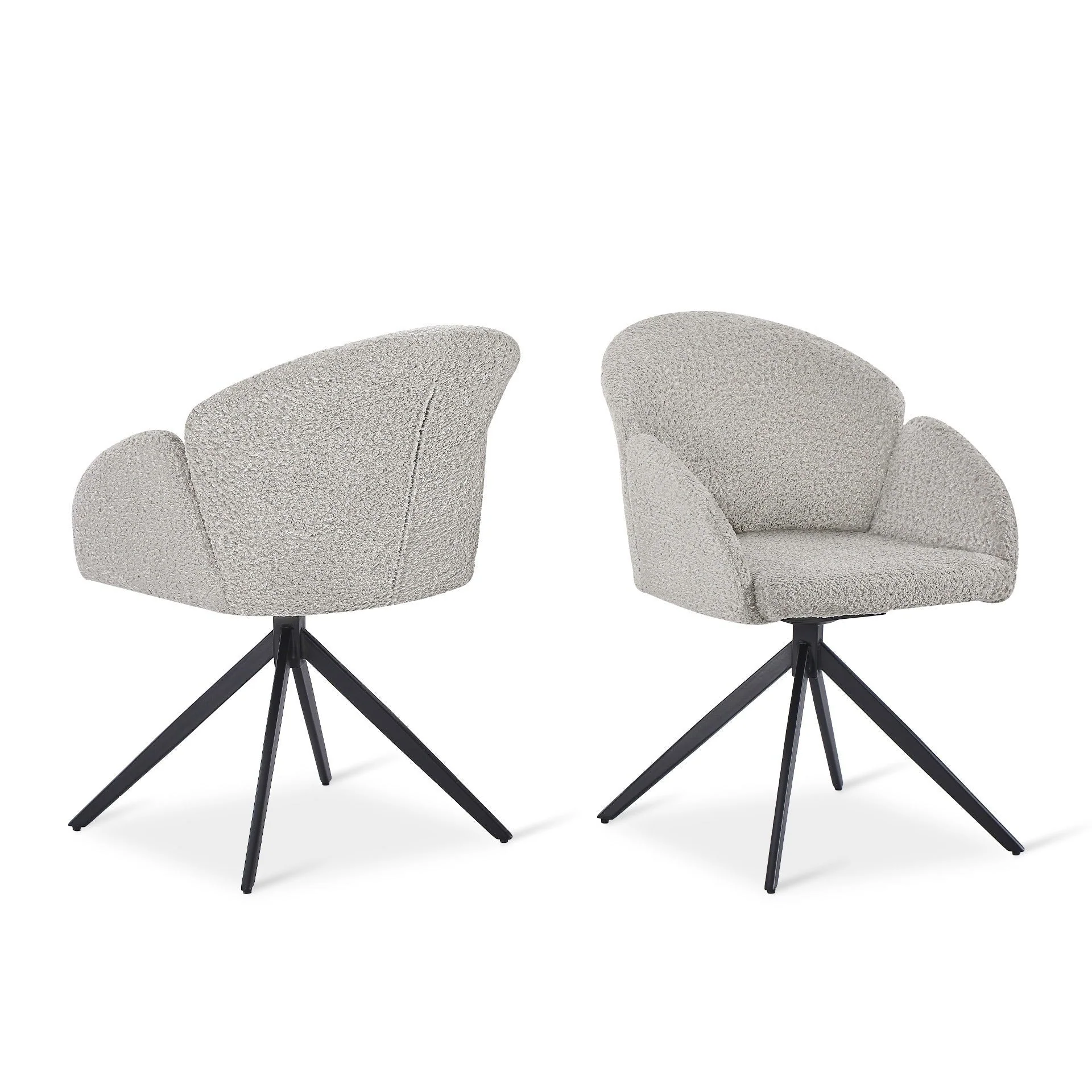 Carmen Boucle Swivel Dining ArmChairs - Set of 2 - Silver Grey - Image 12