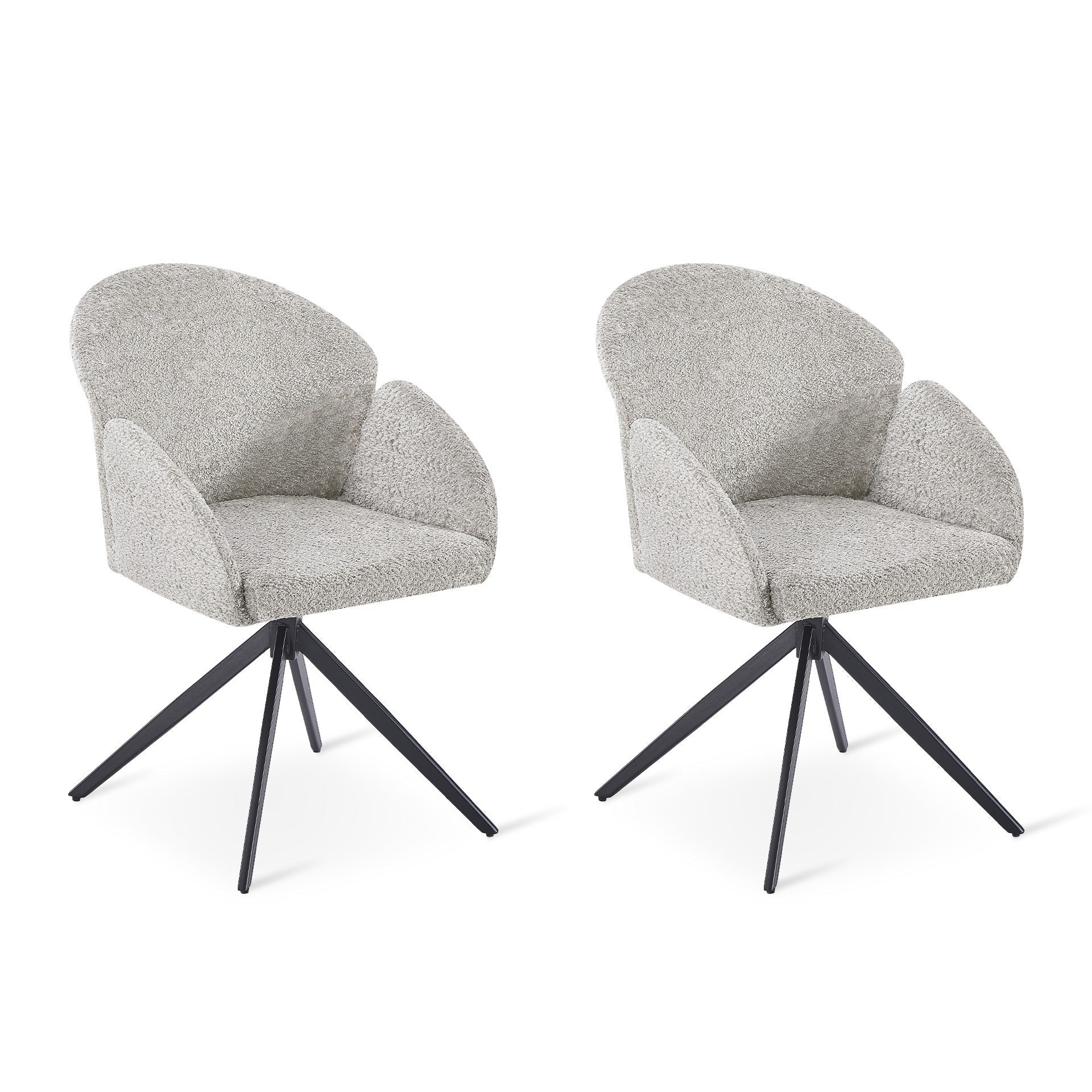 Carmen Boucle Swivel Dining ArmChairs - Set of 2 - Silver Grey - Image 8
