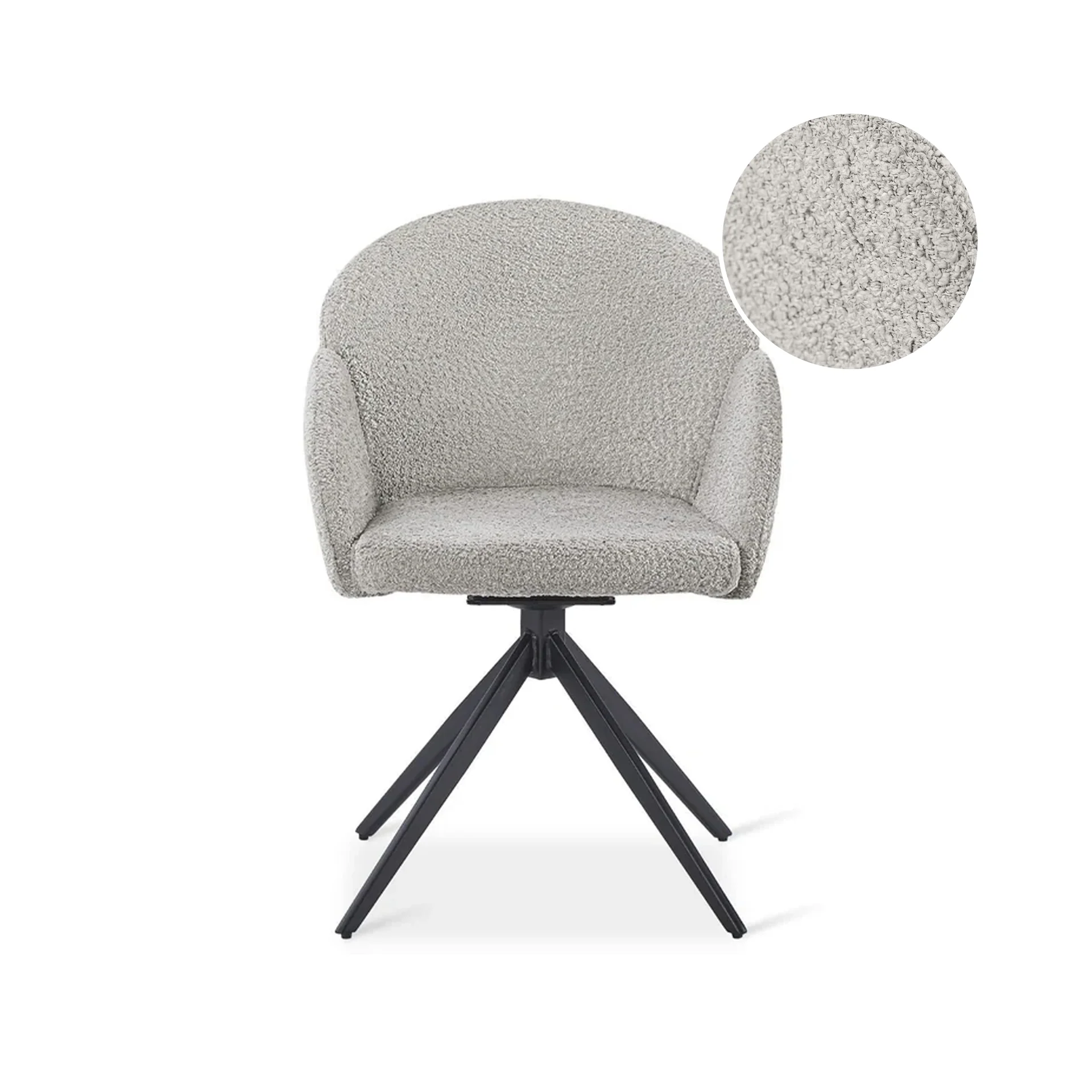 Carmen Boucle Swivel Dining ArmChairs - Set of 2 - Silver Grey - Image 9