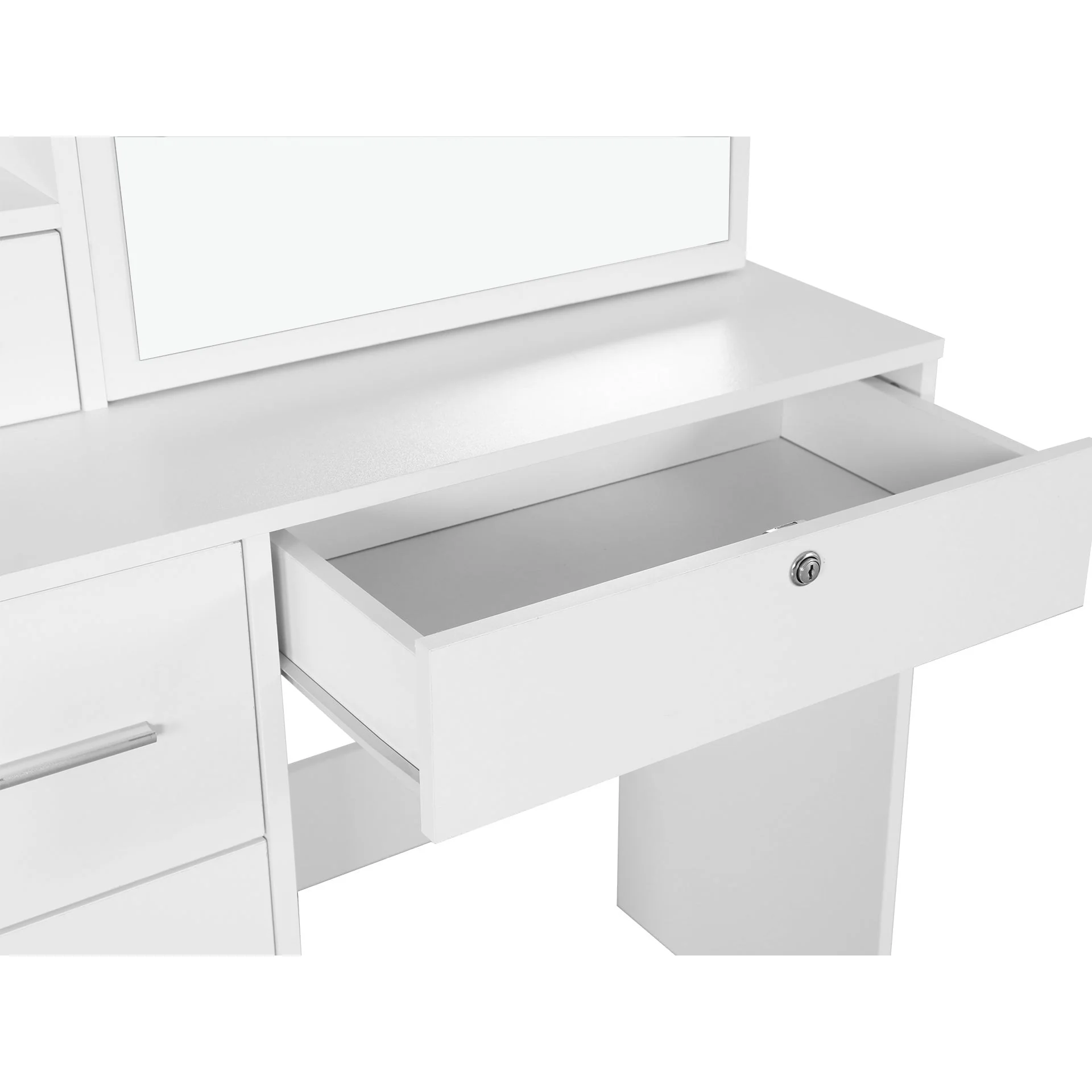 Carnation Dressing Table with Drawers Set 2pcs - White - Image 10
