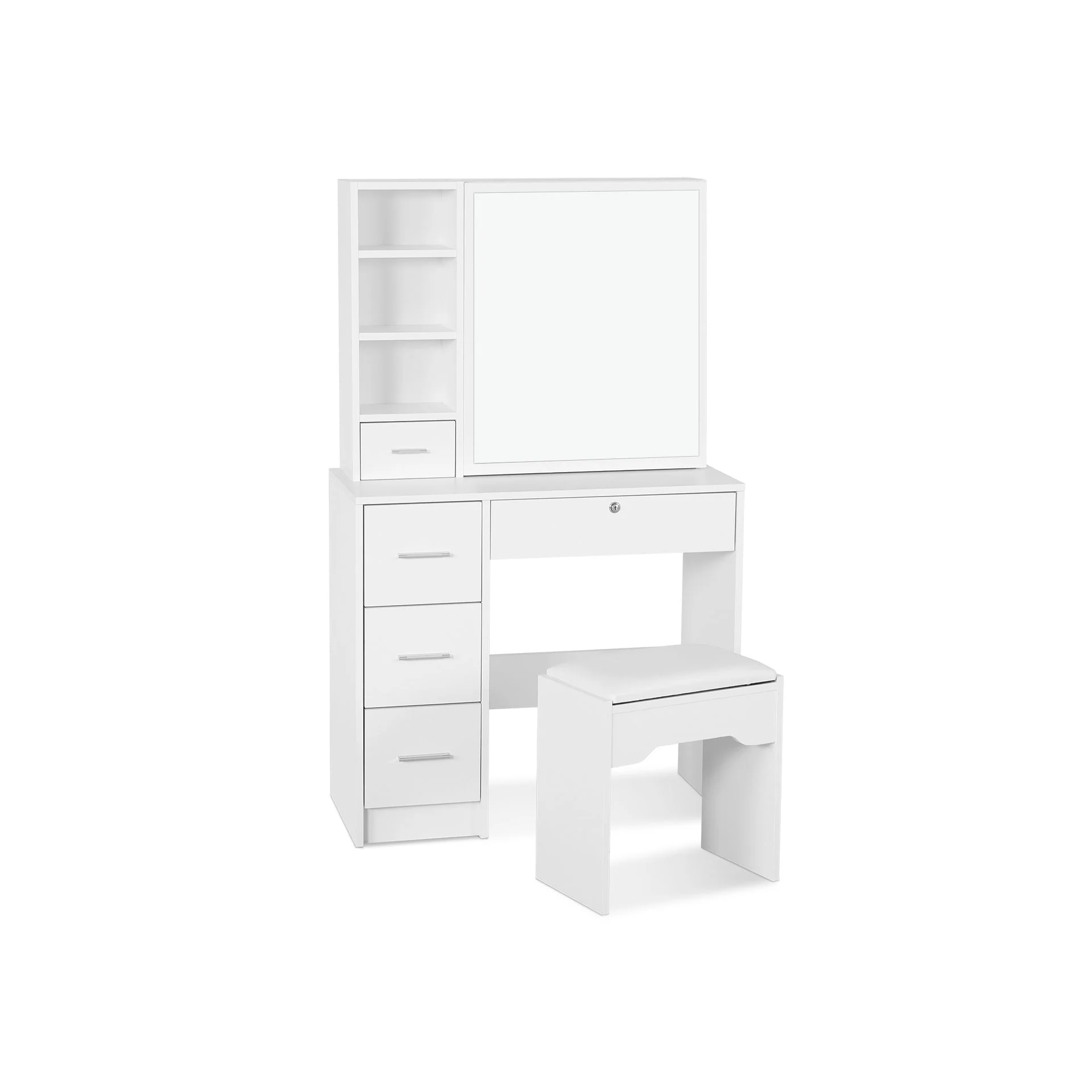 Carnation Dressing Table with Drawers Set 2pcs - White - Image 4