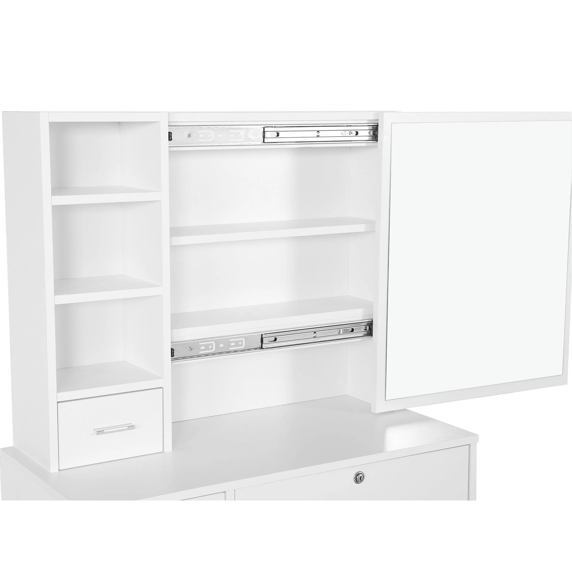 Carnation Dressing Table with Drawers Set 2pcs - White - Image 7