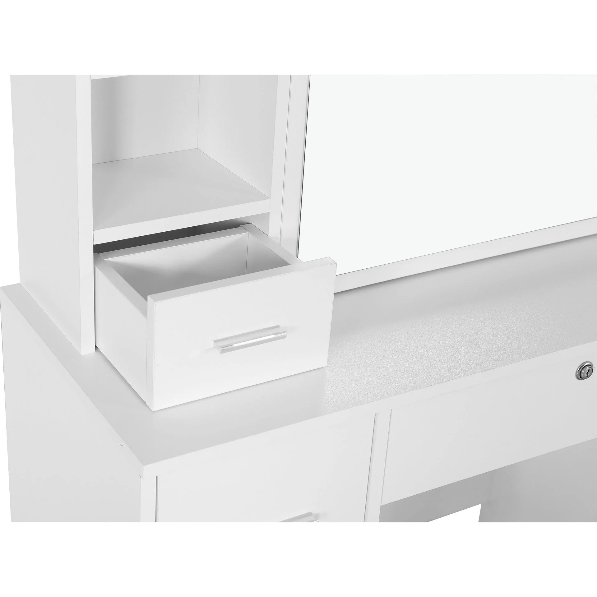 Carnation Dressing Table with Drawers Set 2pcs - White - Image 8