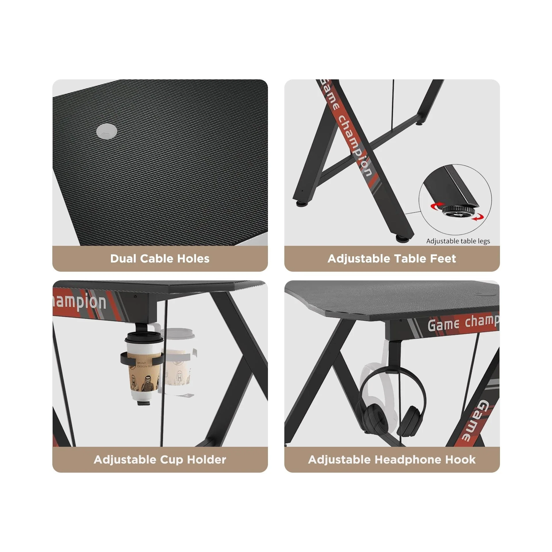 Carson 120cm Gaming Desk - Carbon Black - Image 10
