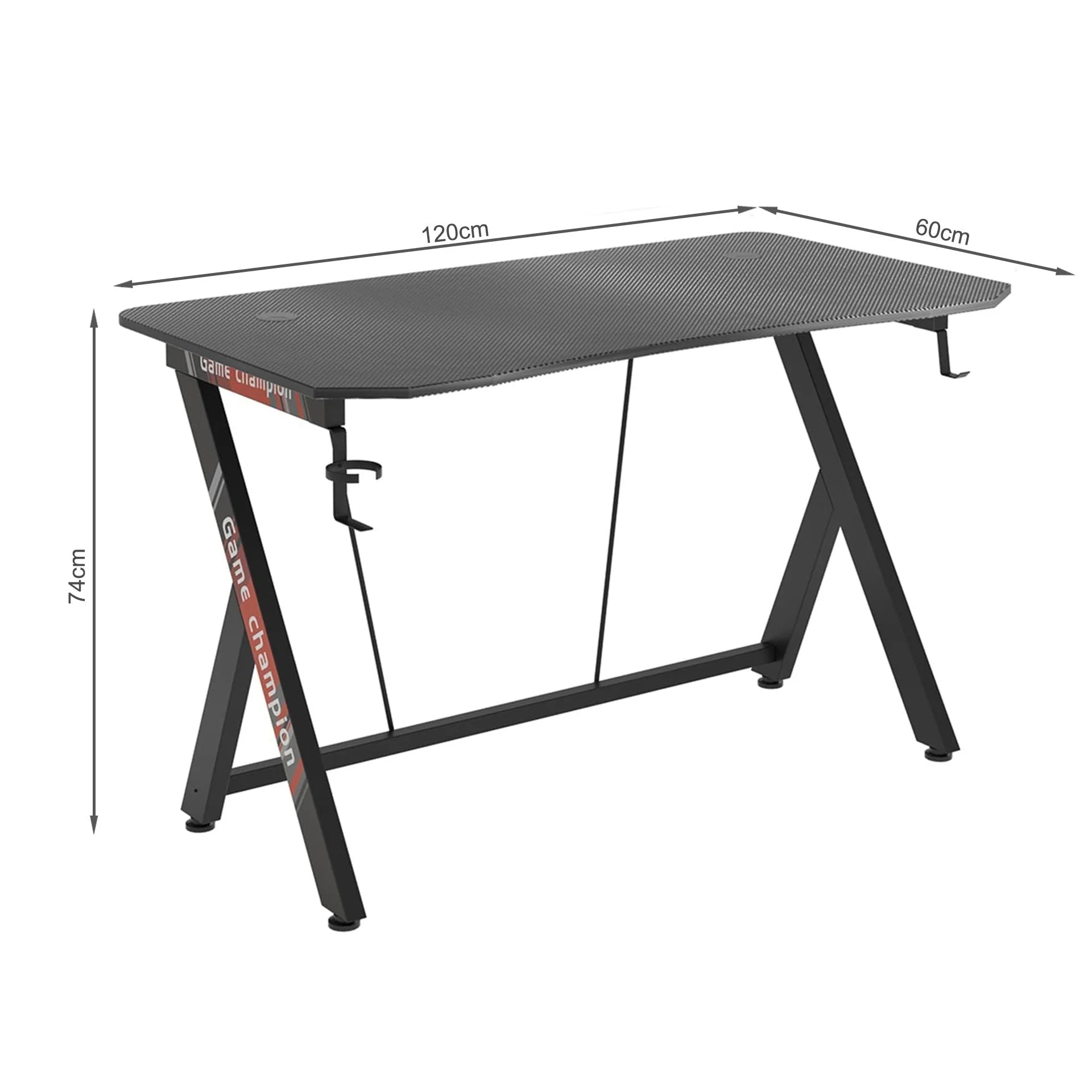 Carson 120cm Gaming Desk - Carbon Black - Image 11