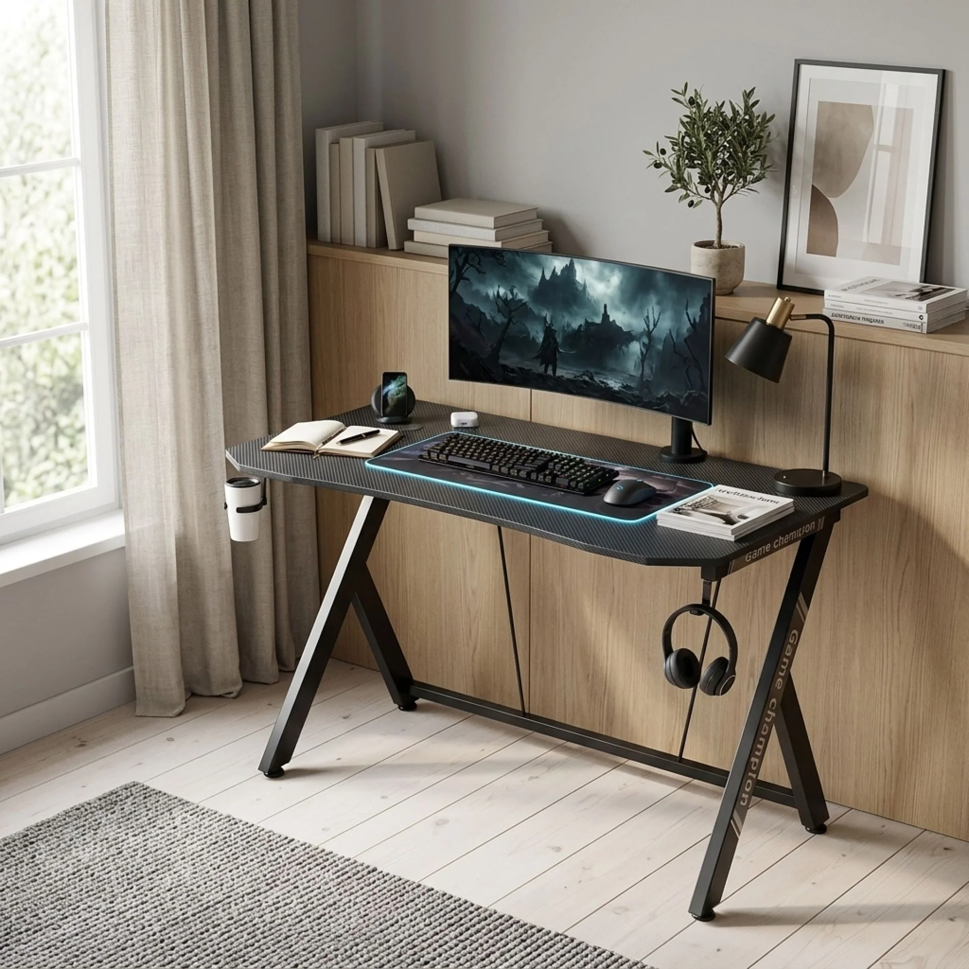 Carson 120cm Gaming Desk - Carbon Black - Image 3