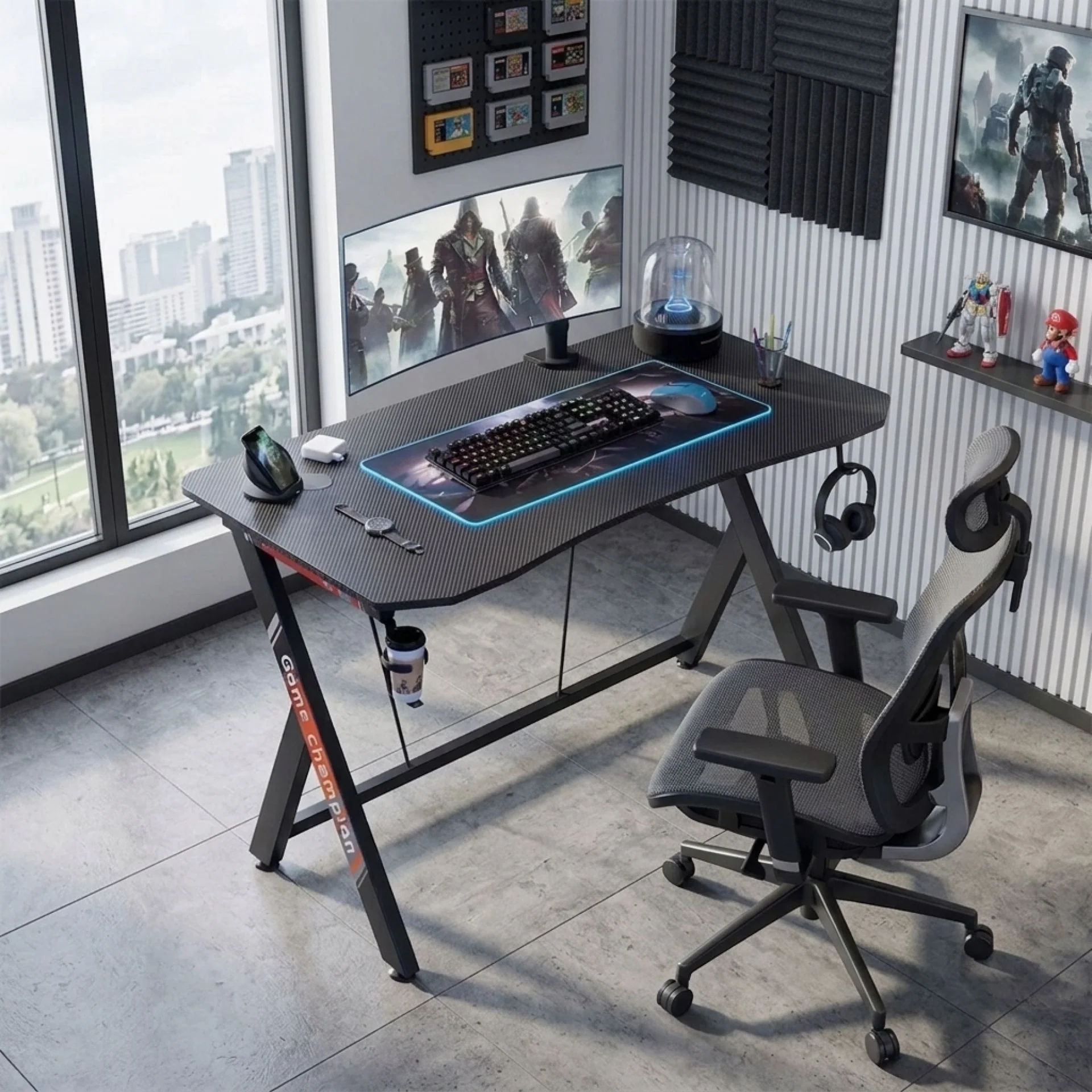 Carson 120cm Gaming Desk - Carbon Black - Image 4