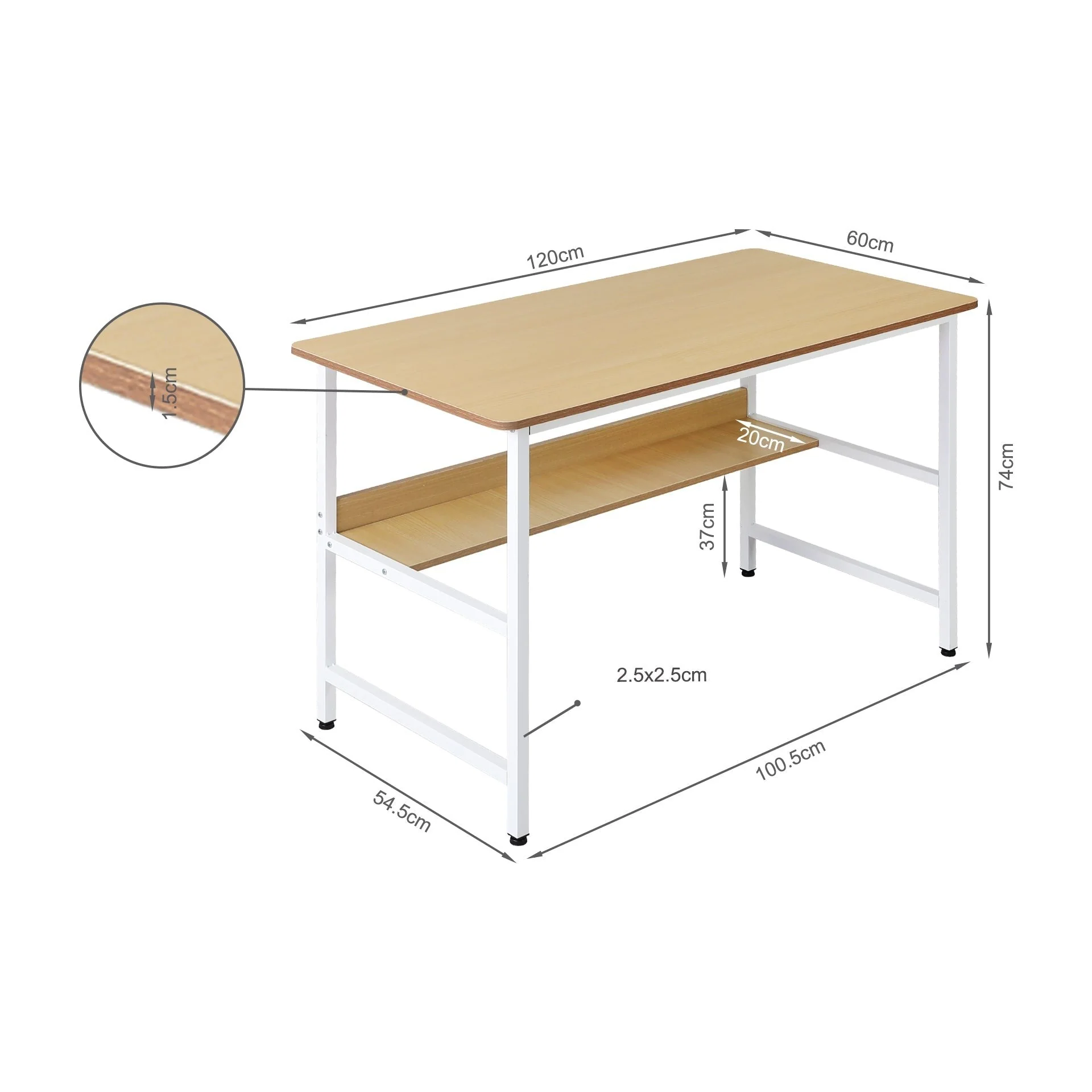 Carter 120cm Computer Desk - Maple + White - Image 14