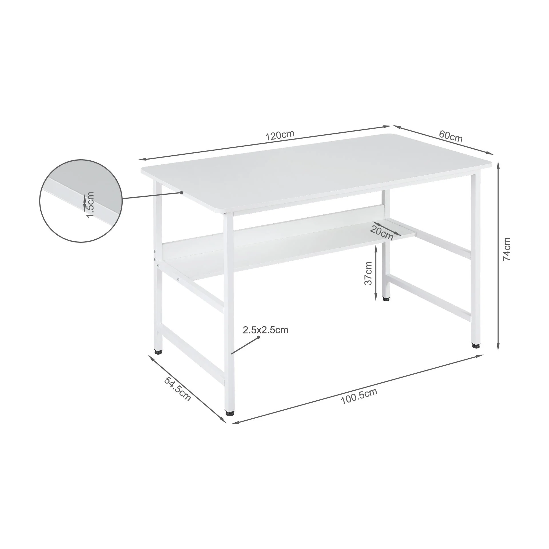 Carter 120cm Computer Desk - White - Image 10