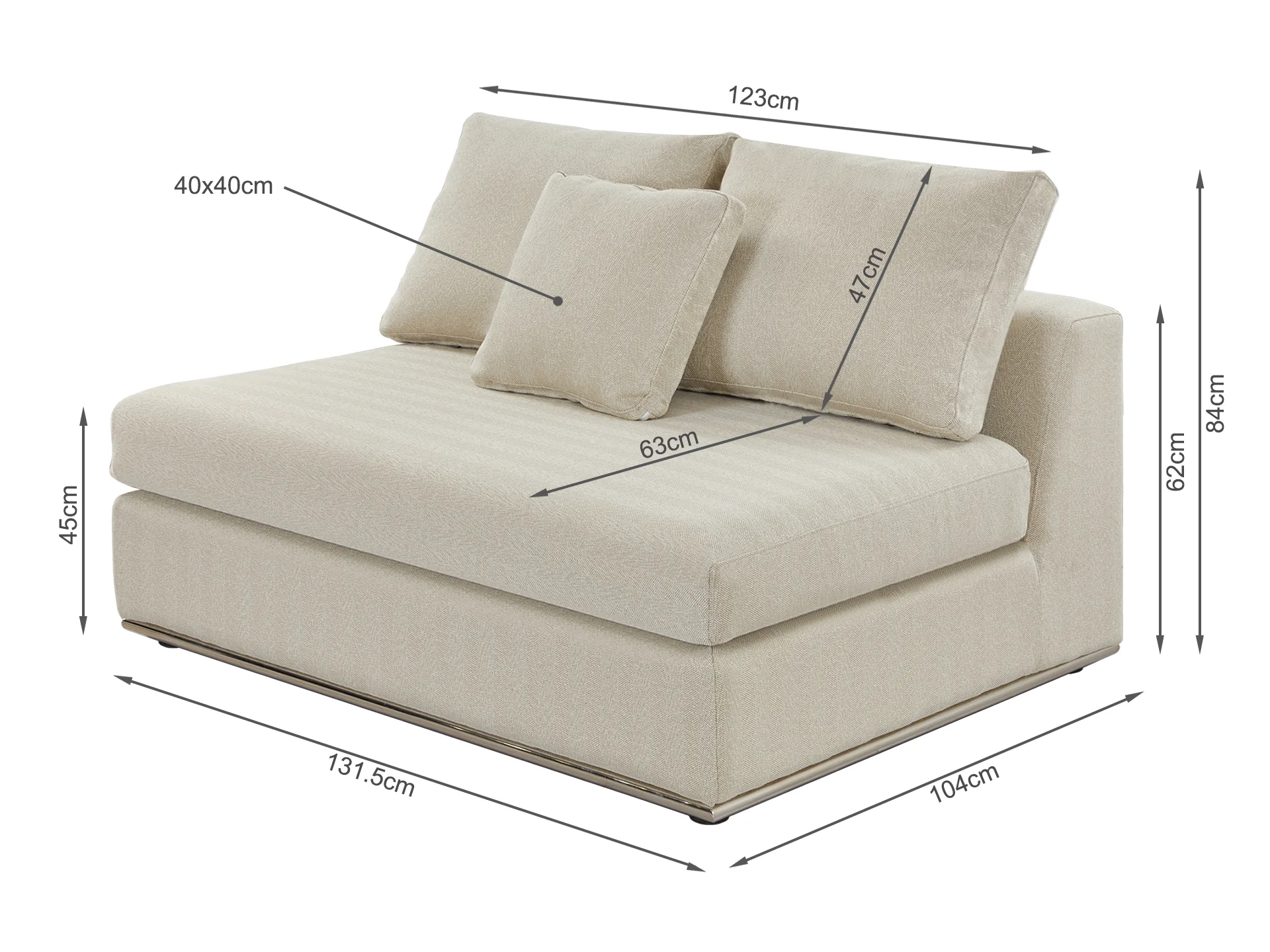Castine Modular Sectional Sofa - Armless Seat - Beige - Image 8