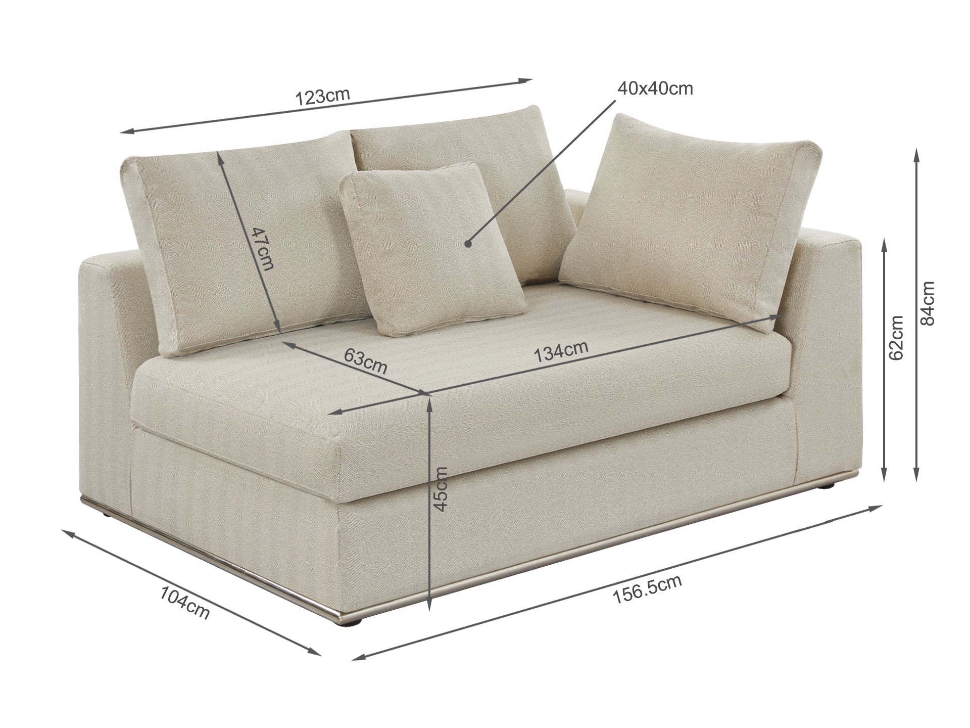 Castine Modular Sectional Sofa - Right Facing Arm - Beige - Image 8