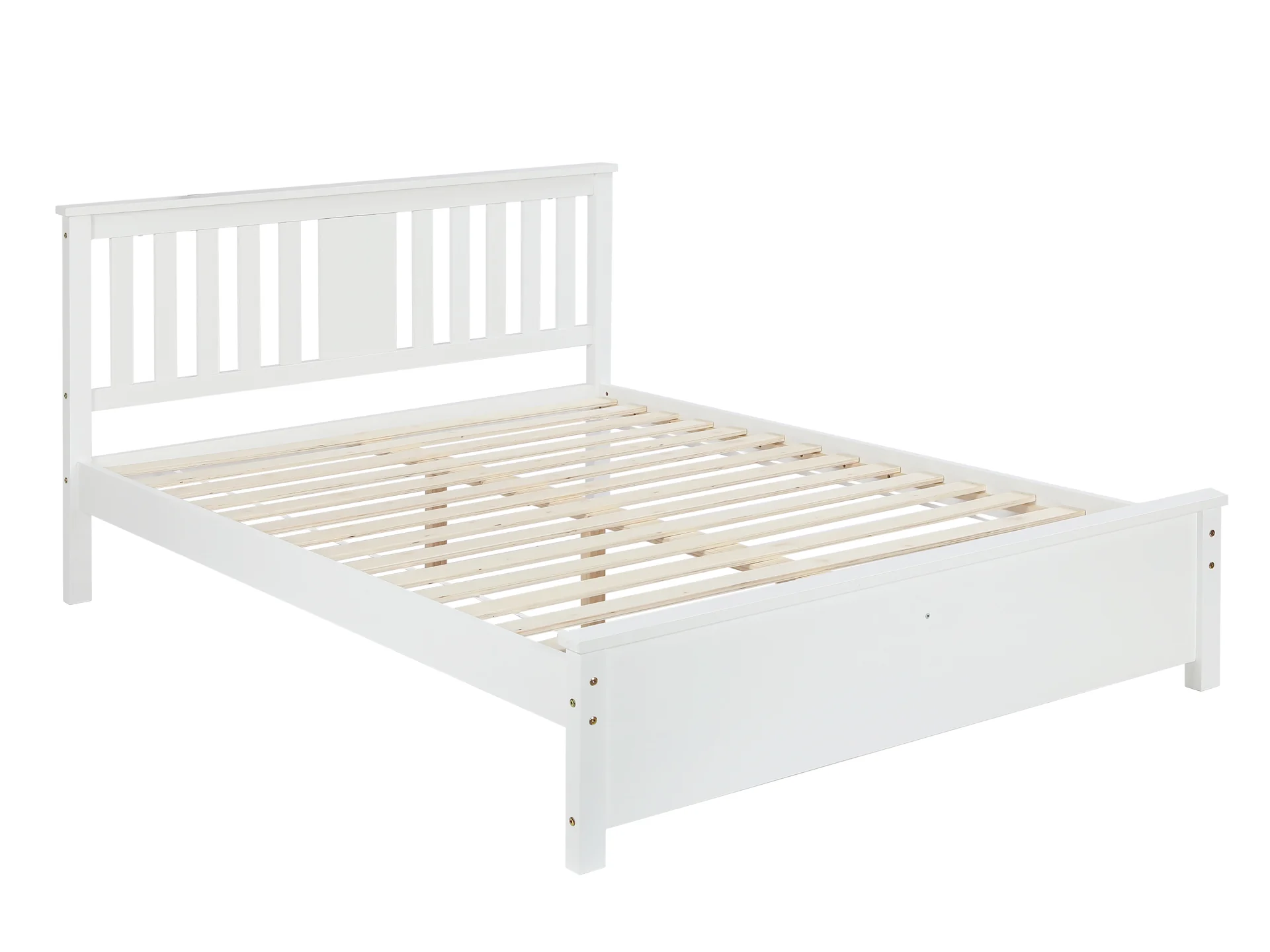 Castor Double Wooden Bed Frame - White - Image 2