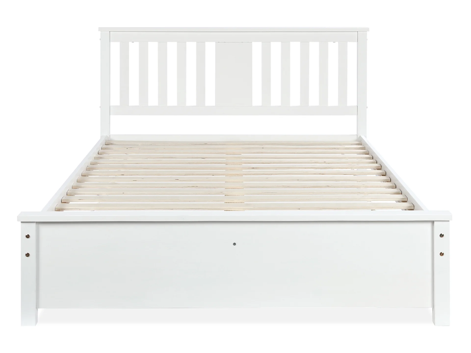Castor Double Wooden Bed Frame - White - Image 3