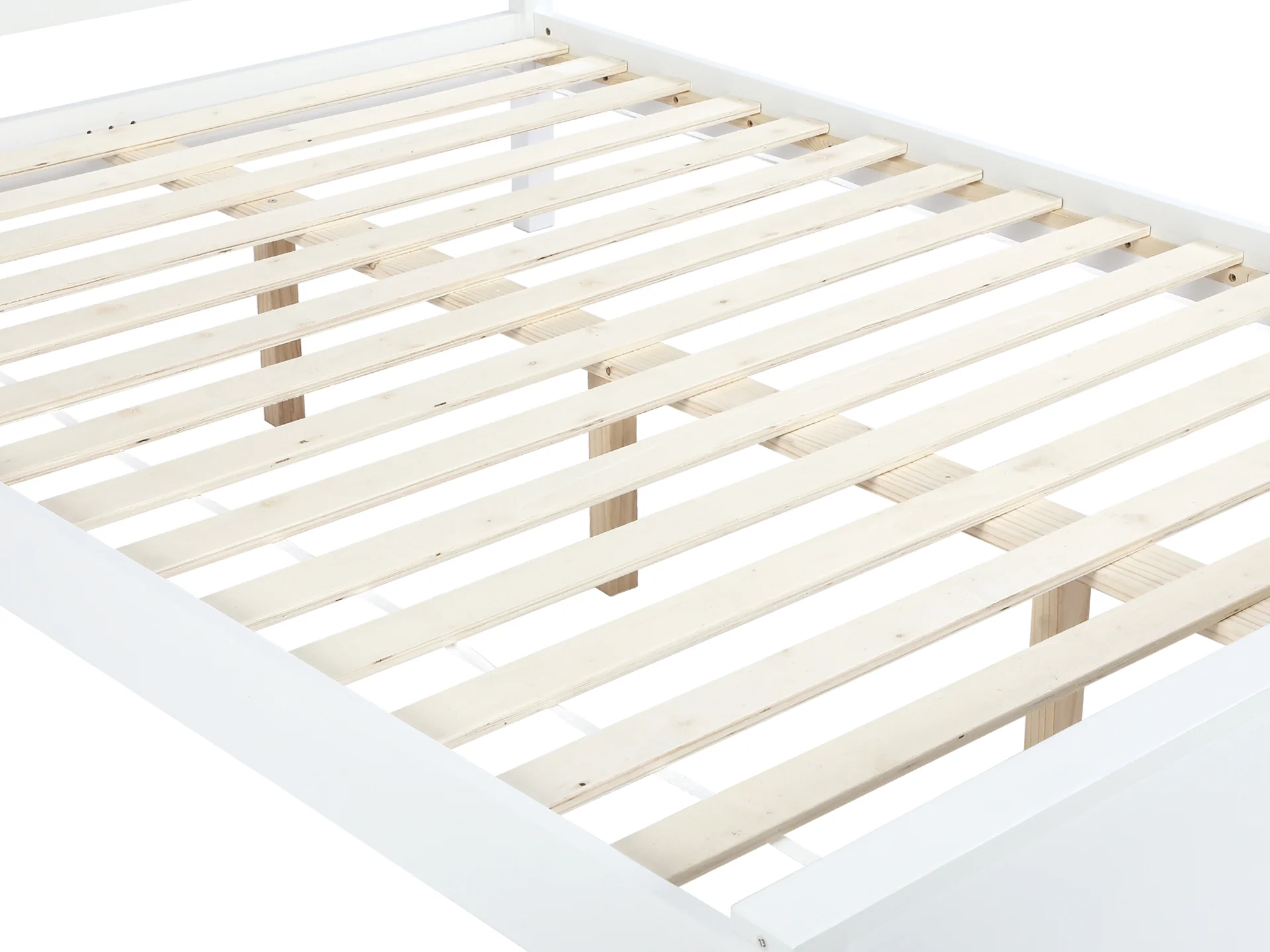 Castor Double Wooden Bed Frame - White - Image 4