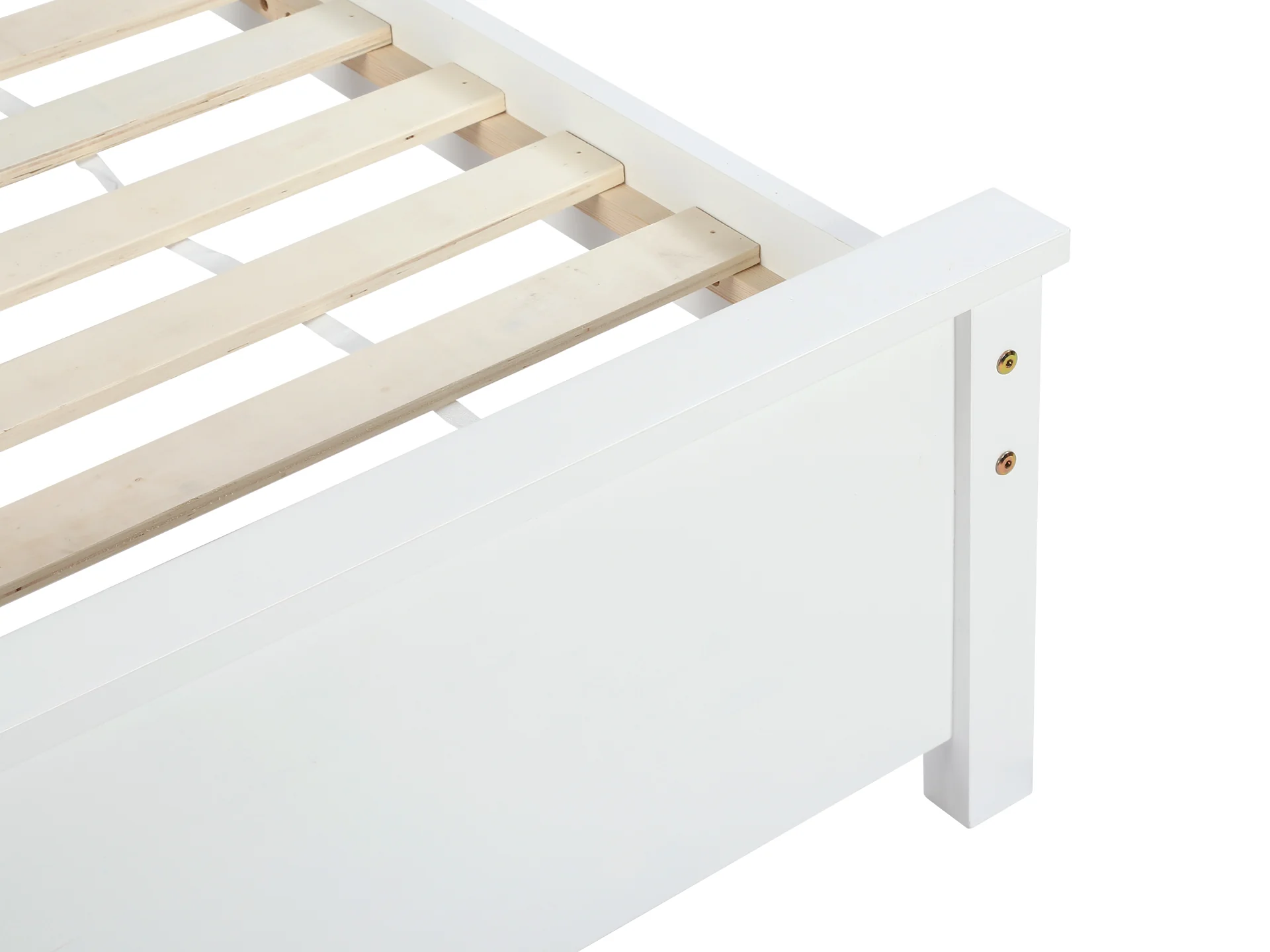 Castor Double Wooden Bed Frame - White - Image 6