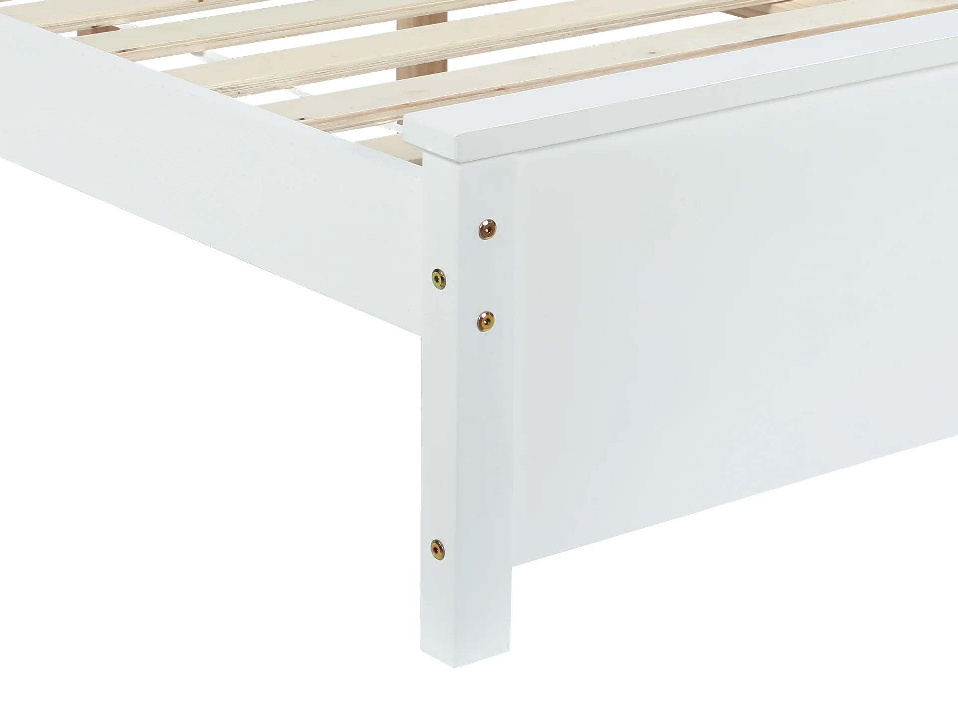 Castor Double Wooden Bed Frame - White - Image 7