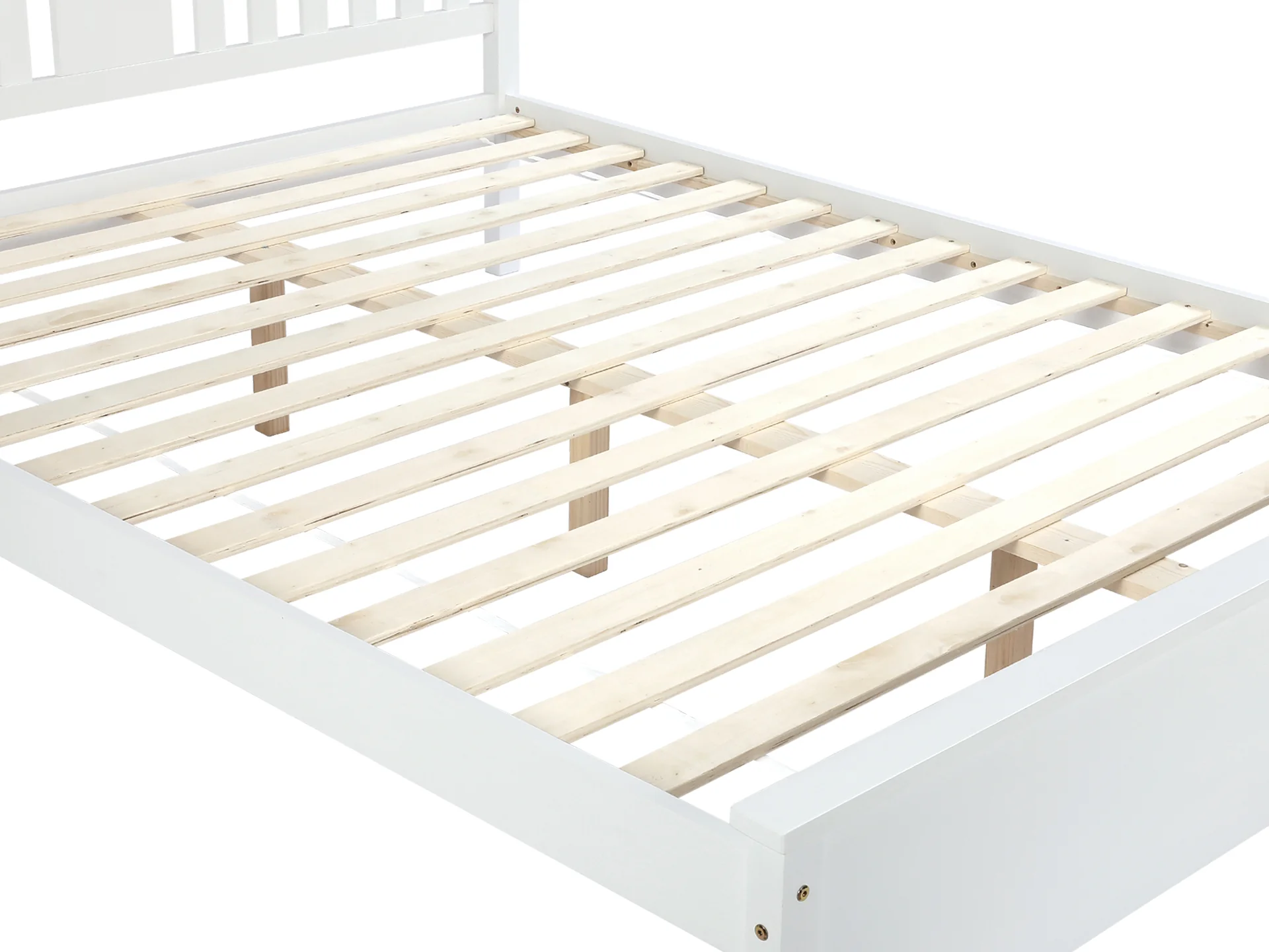 Castor Queen Wooden Bed Frame - White - Image 4