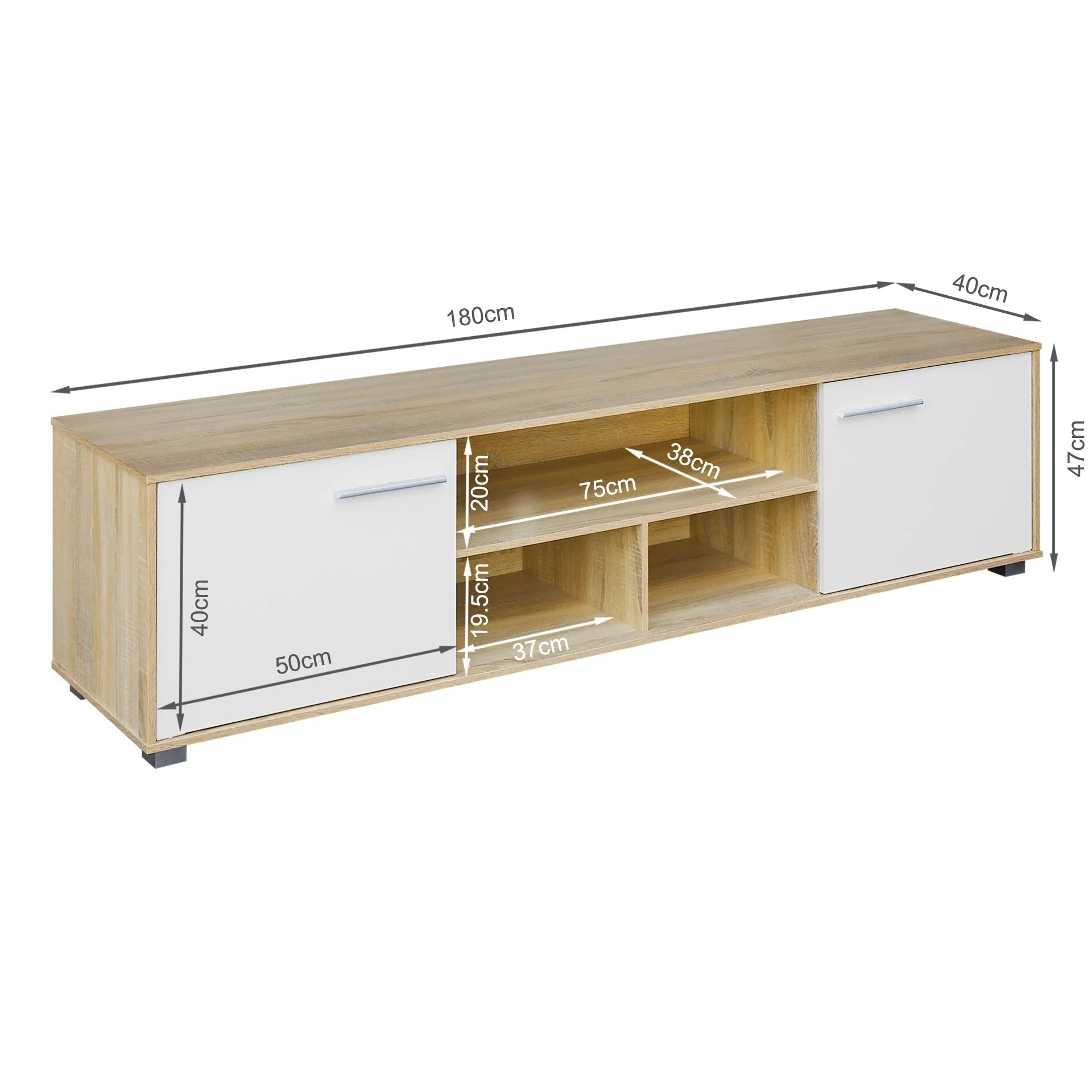 Cauto 1.8m Entertainment Unit - Oak + White - Image 15