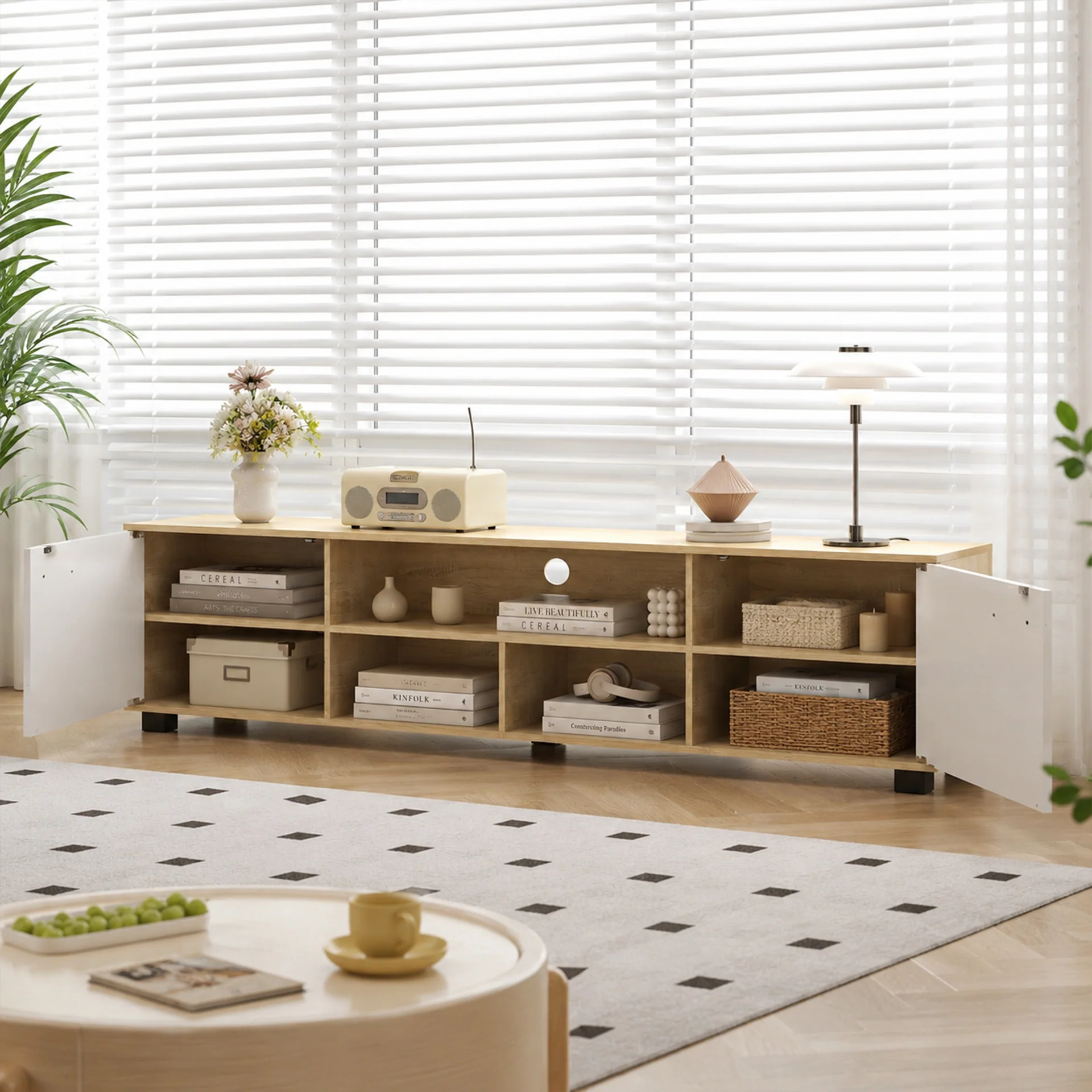 Cauto 1.8m Entertainment Unit - Oak + White - Image 2