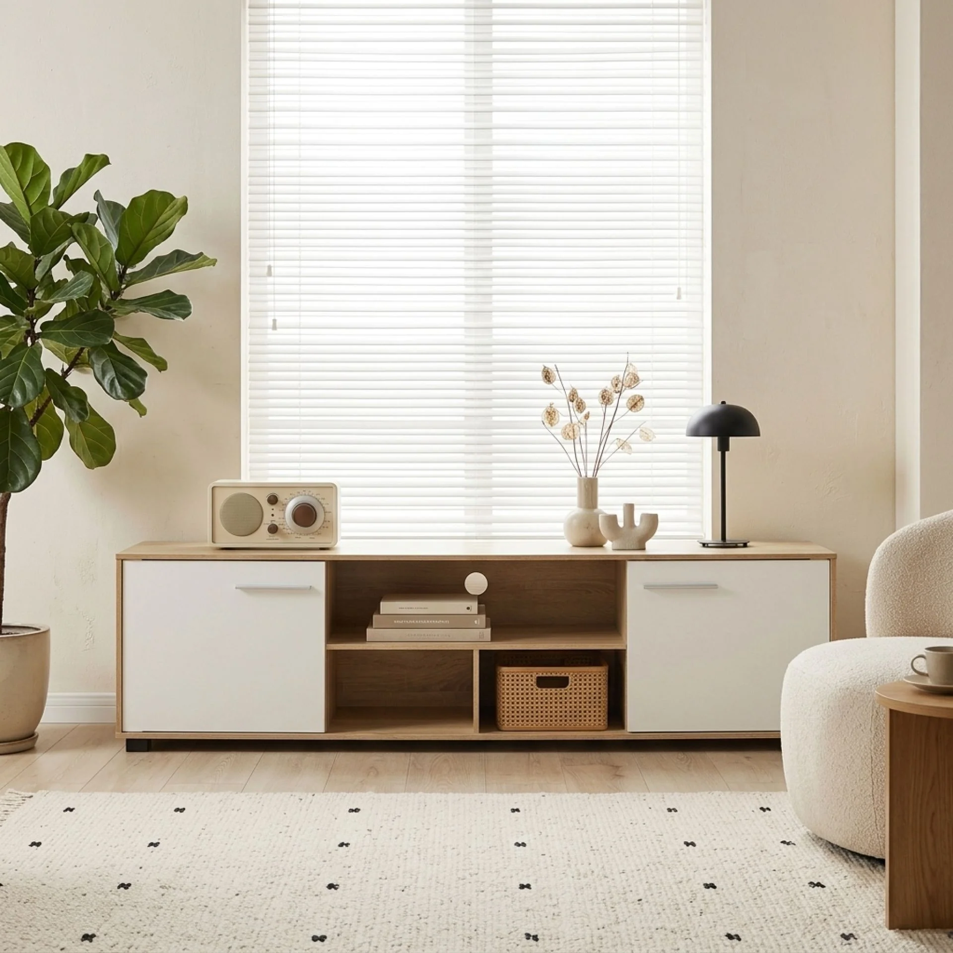 Cauto 1.8m Entertainment Unit - Oak + White - Image 7